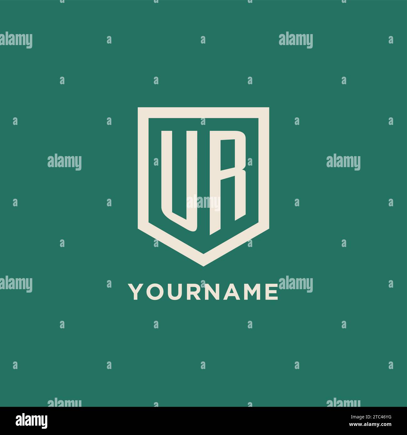 UR initial logo monogram shield geometric shape design vector graphic Stock Vector