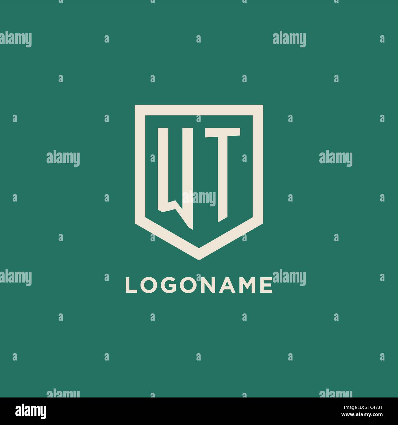 WT initial logo monogram shield geometric shape design vector graphic Stock Vector