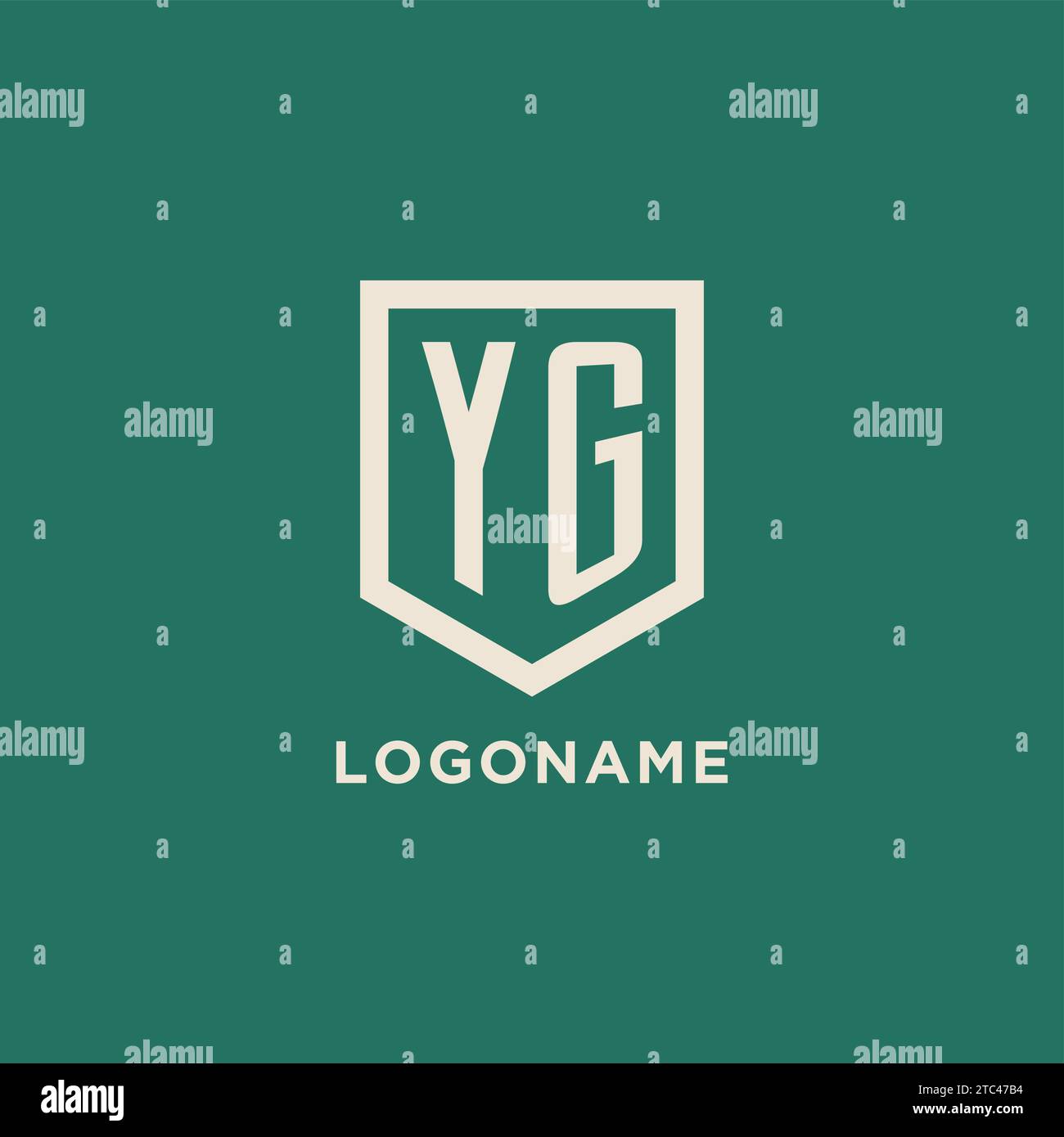 YG initial logo monogram shield geometric shape design vector graphic Stock Vector