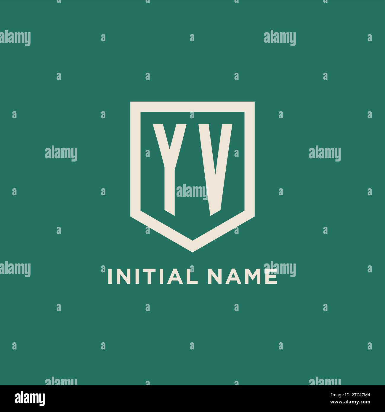 YV initial logo monogram shield geometric shape design vector graphic ...