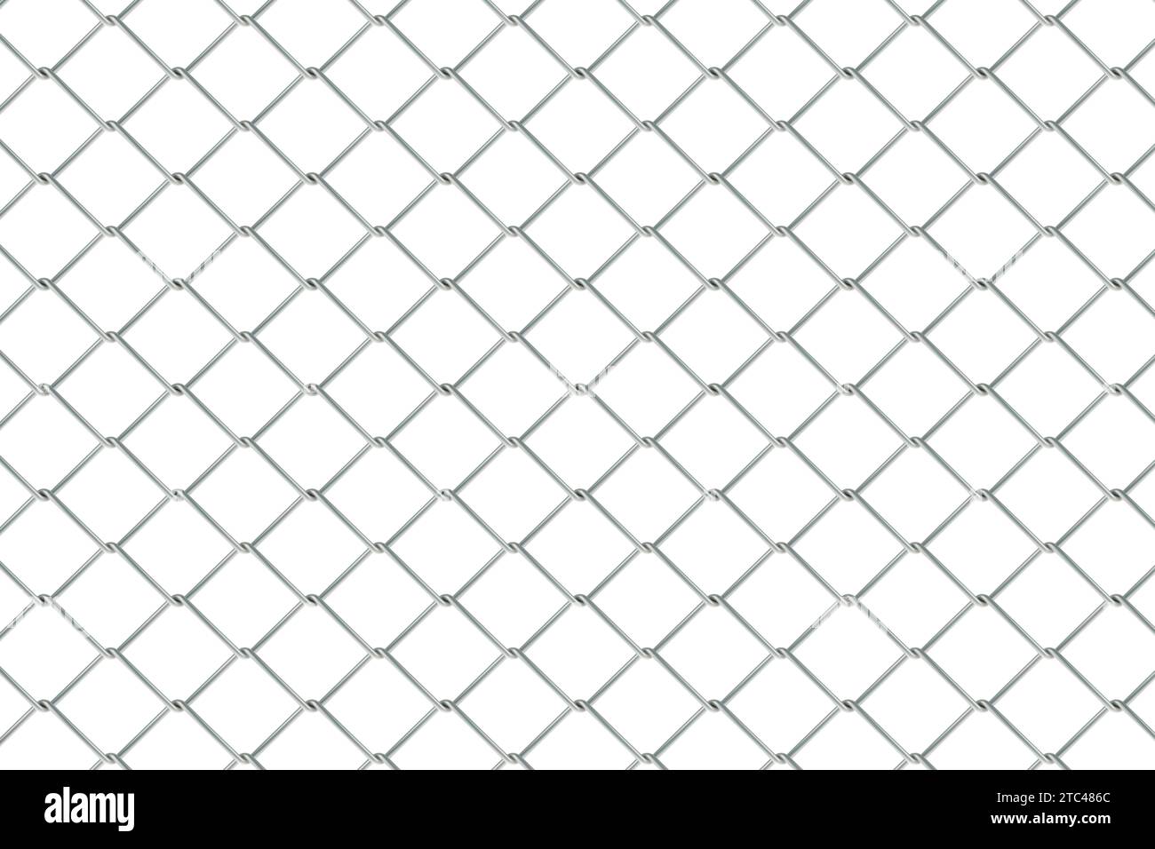 Wired fence pattern, metal grid on white backdrop, 3D rendering Stock Photo