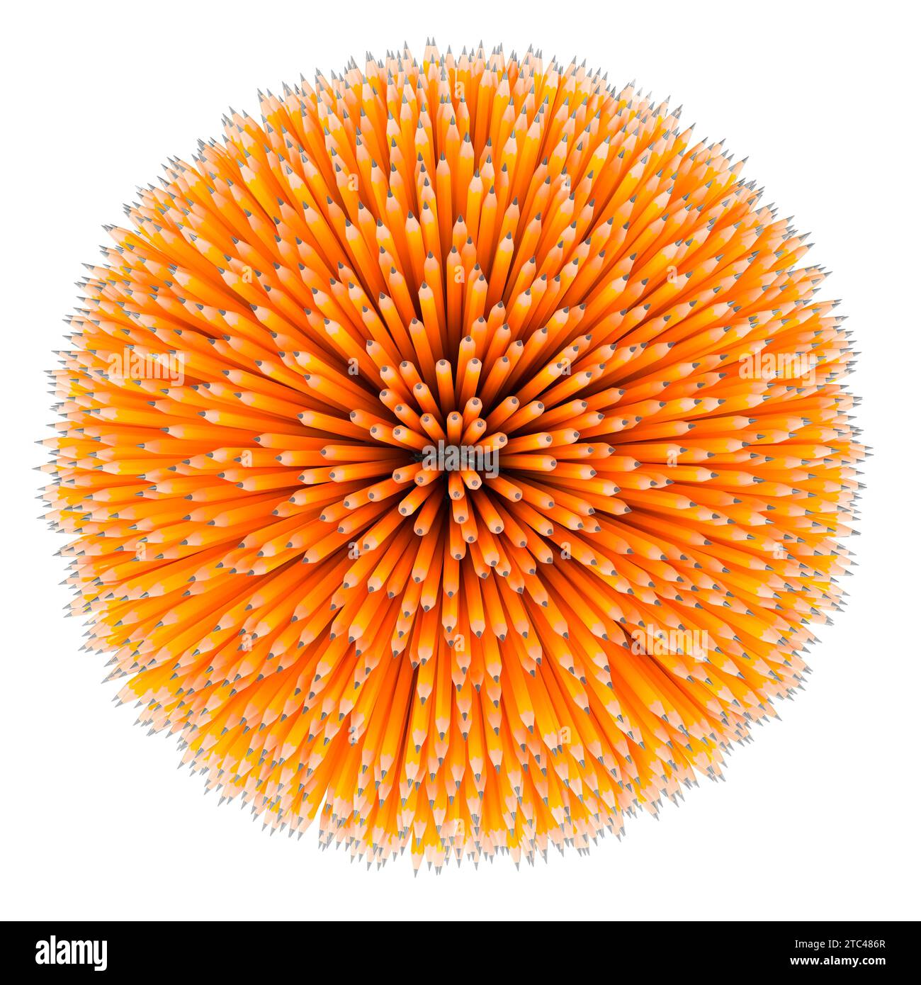 Sphere from pencils, 3D rendering isolated on white background Stock Photo