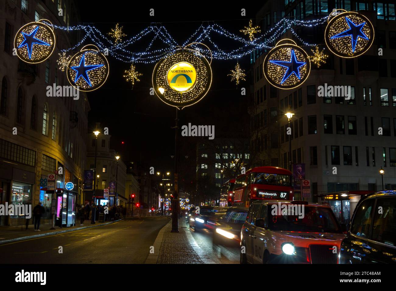 Festive Christmas Lights The Strand Northbank London Stock Photo