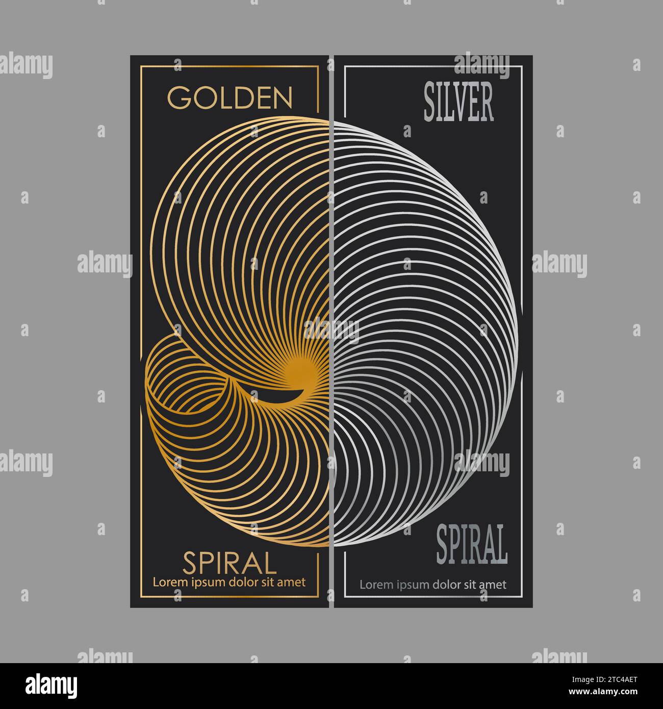 Gold and silver spiral. A design template for the design of a cover, banner, poster. A luxurious composition for interior design, decorations and crea Stock Vector