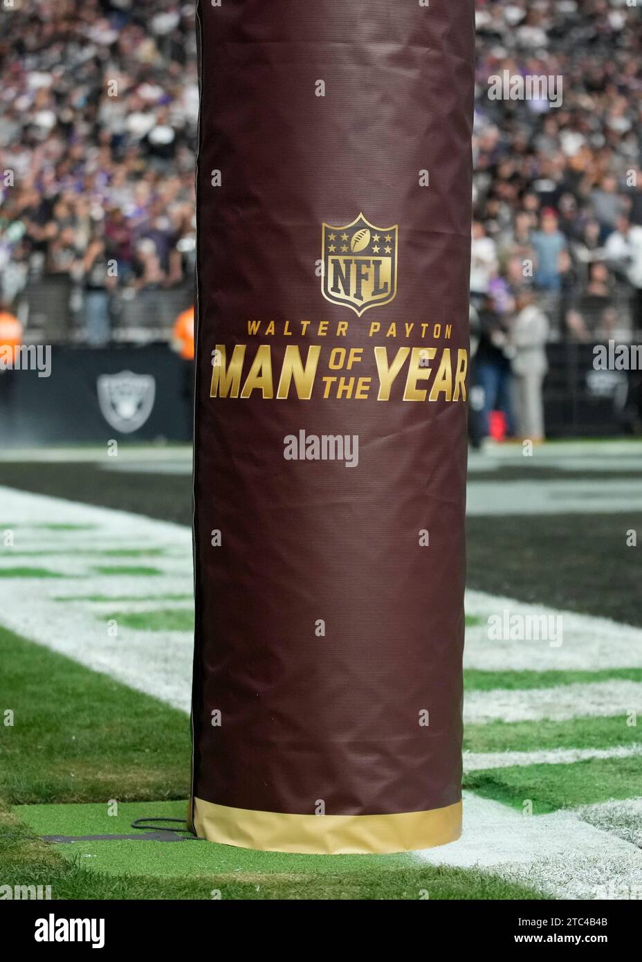 The Walter Payton Man of the Year logo is shown on the goal post prior to an NFL football game