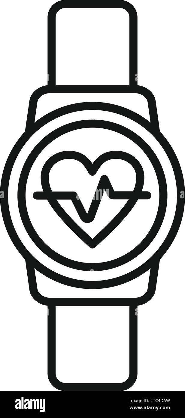 Heart rate tracker icon outline vector. Watch app. Security band digital Stock Vector Image