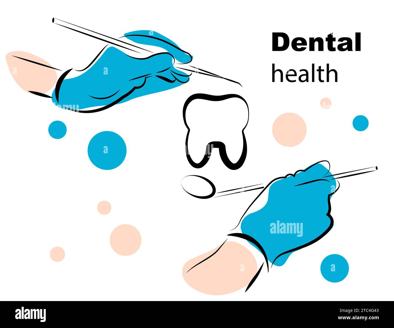 Dental checkup. Dental instruments. Treatment of caries Stock Vector