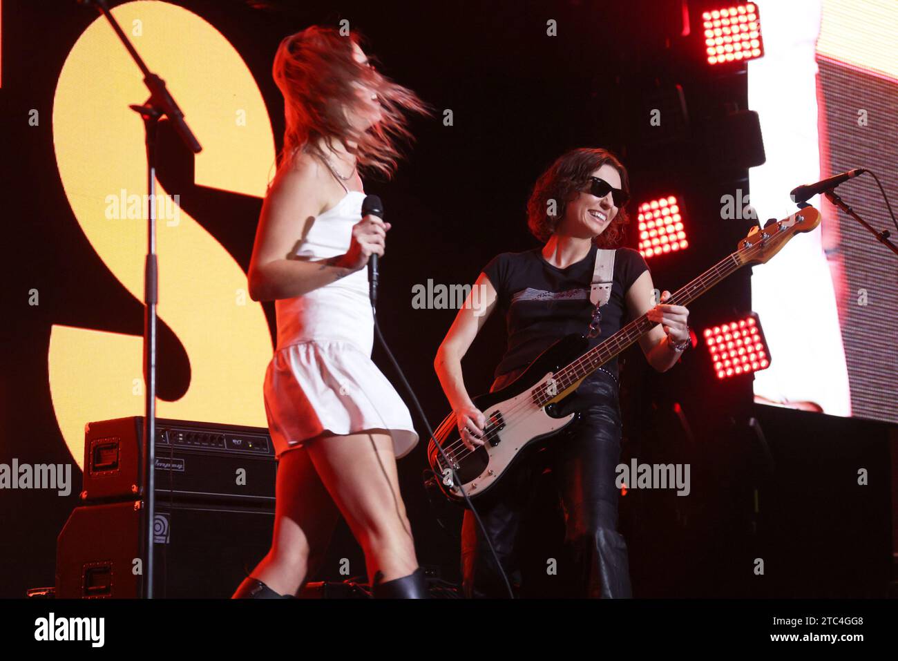 Inglewood, USA. 09th Dec, 2023. Jordan Miller and Leandra Earl of The Beaches during Audacy's KROQ Almost Acoustic Christmas 2023 at The Kia Forum on December 09, 2023 in Inglewood, California. Photo: CraSH/imageSPACE/Sipa USA Credit: Sipa USA/Alamy Live News Stock Photo