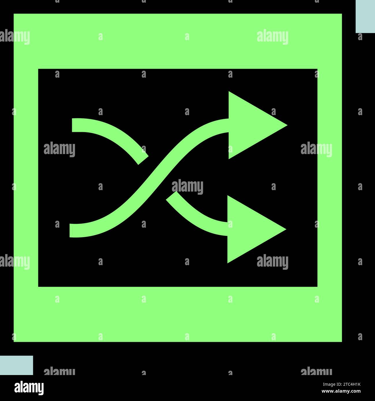 Shuffle vector isolated neobrutalism icon. Crossed arrows. Media