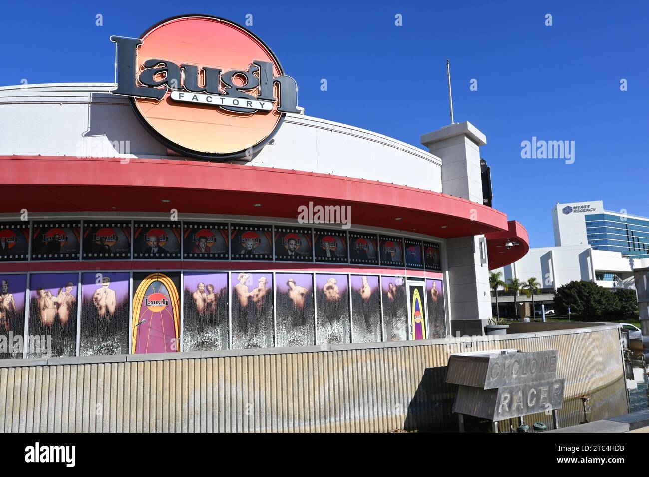 LONG BEACH, CALIFORNIA - 6 DEC 2023: The Laugh Factory Comedy Club, is home to the Stand-Up Comedy Hall of Fame and Museum, which holds comedy memorab Stock Photo