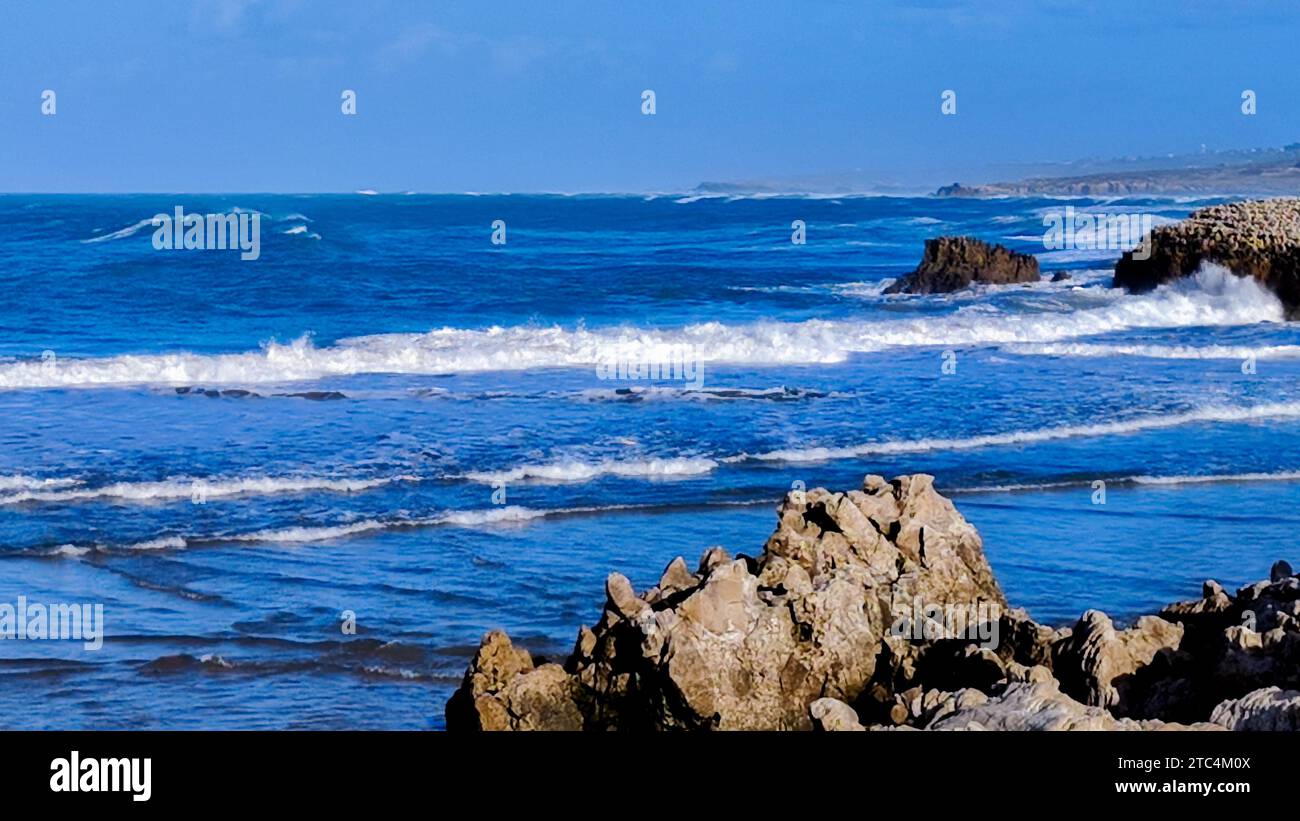 landscape of a beach with rocks and a rough sea marine concept Stock ...