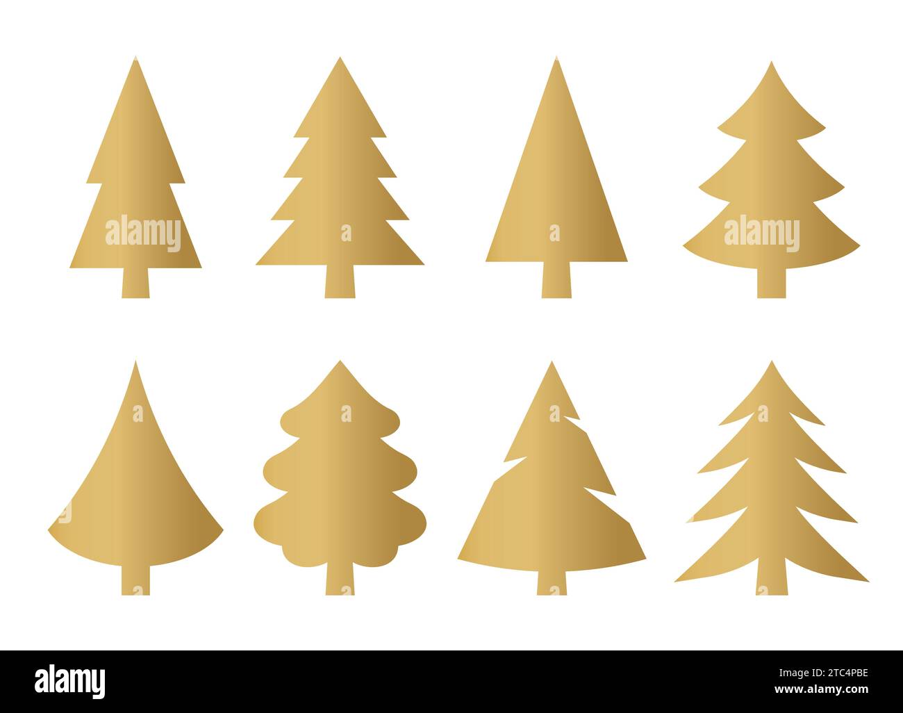 set of golden christmas trees- vector illustration Stock Vector Image ...