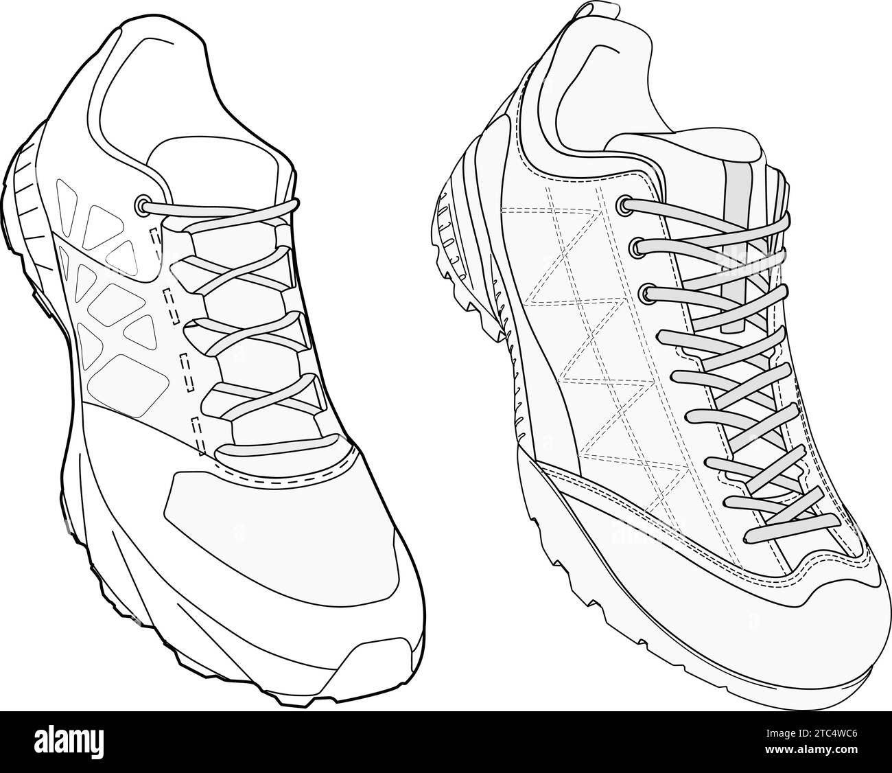 Hiking shoes technical illustration Stock Vector