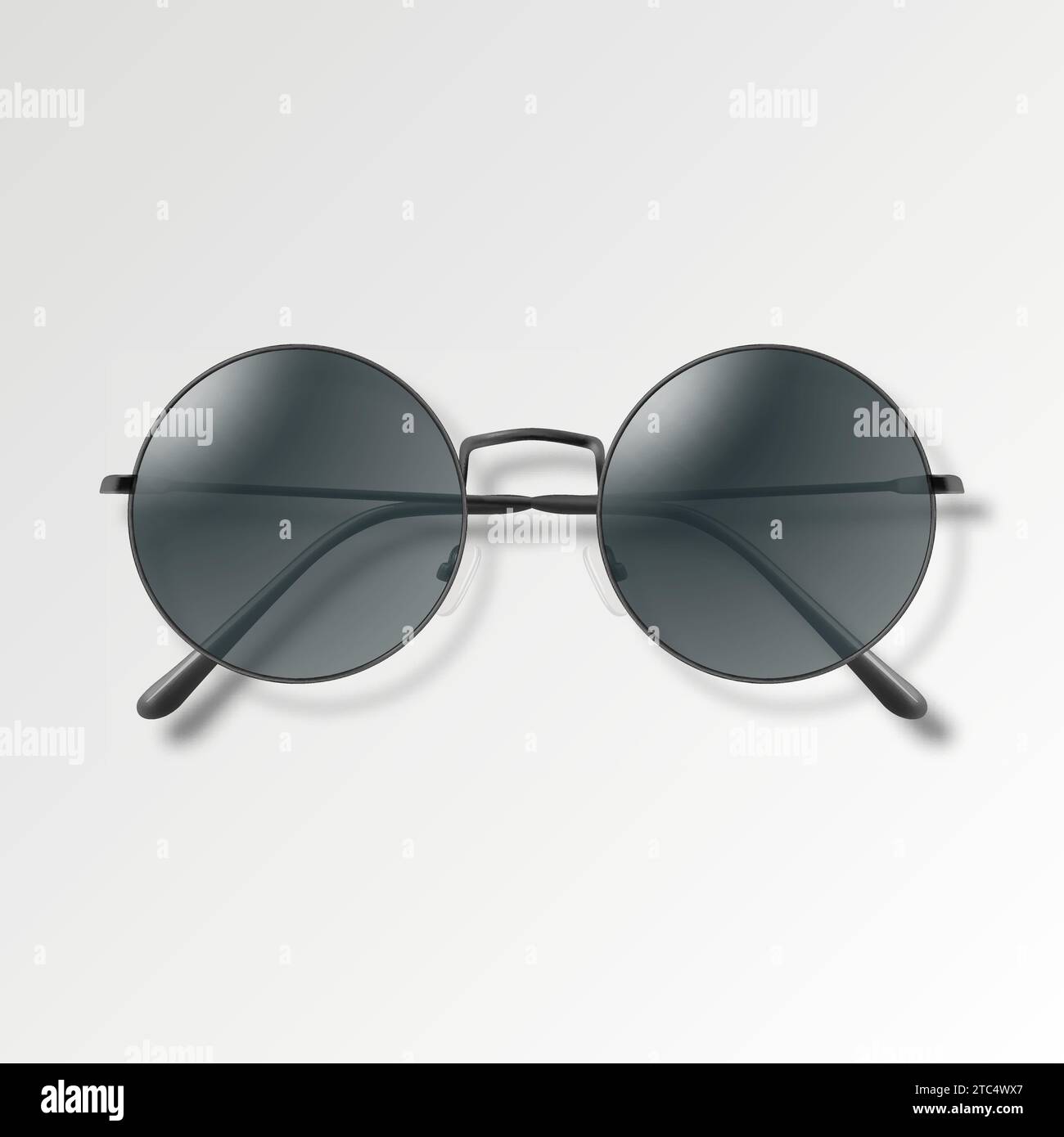 Vector Realistic Black Round Frame Glasses Frame Closeup Isolated