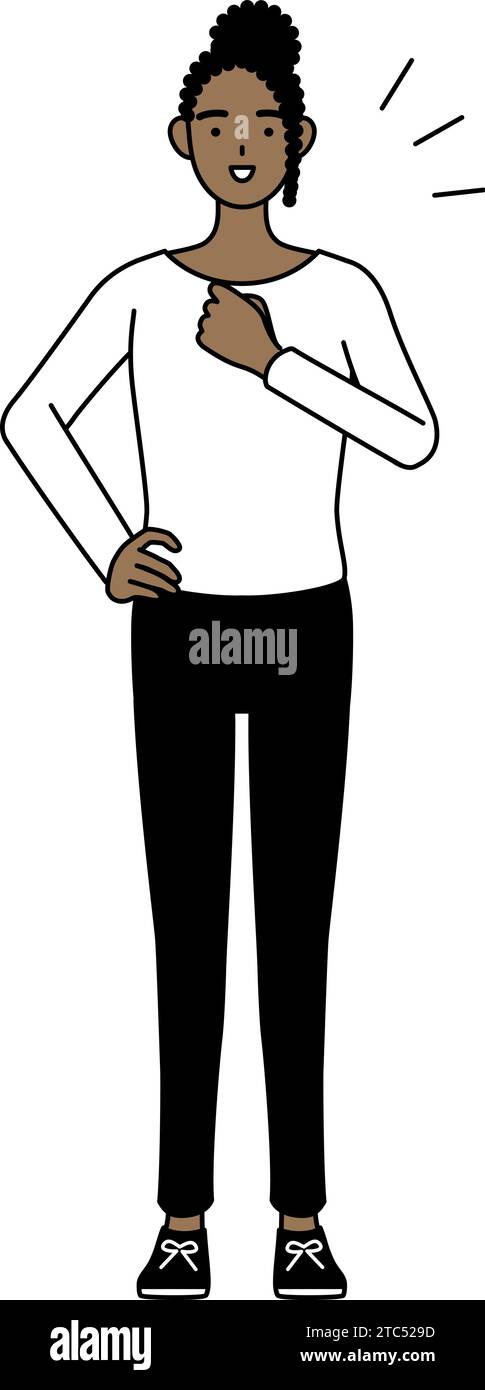 African-American woman tapping her chest, Vector Illustration Stock Vector