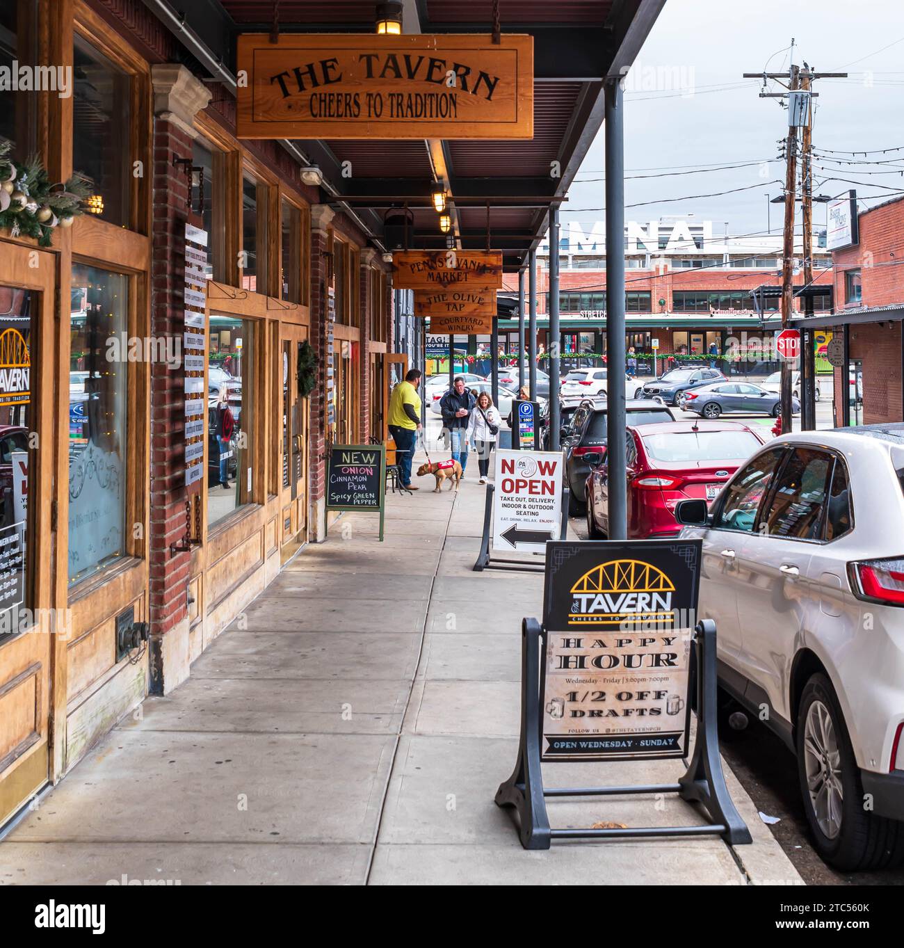 Small businesses in the Strip District neighborhood in Pittsburgh, Pennsylvania, USA Stock Photo