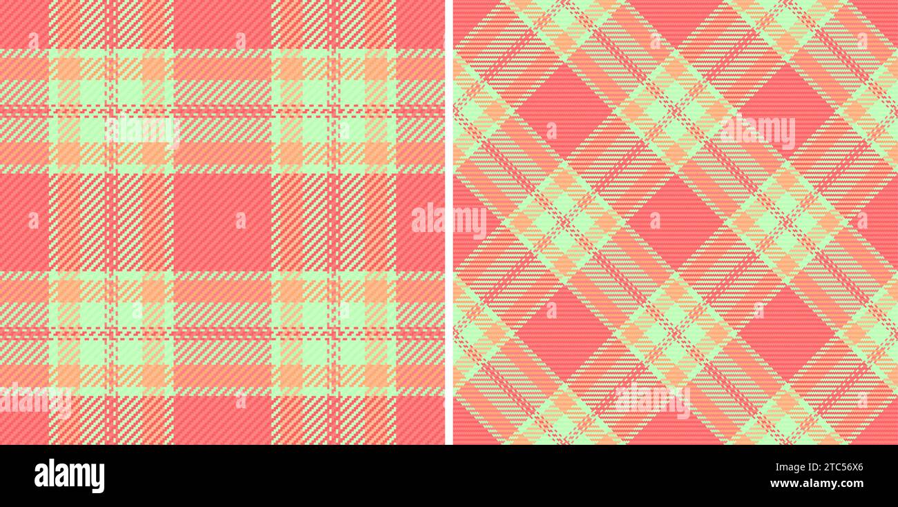 Check textile texture of tartan fabric plaid with a seamless pattern vector background. Set in spring colors. English fashion trends for the season. Stock Vector