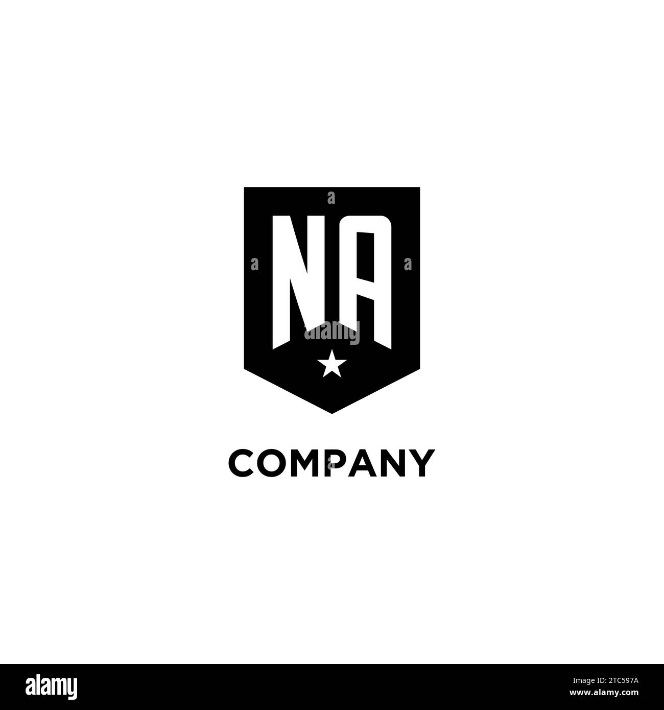 NA monogram initial logo with geometric shield and star icon design style ideas Stock Vector