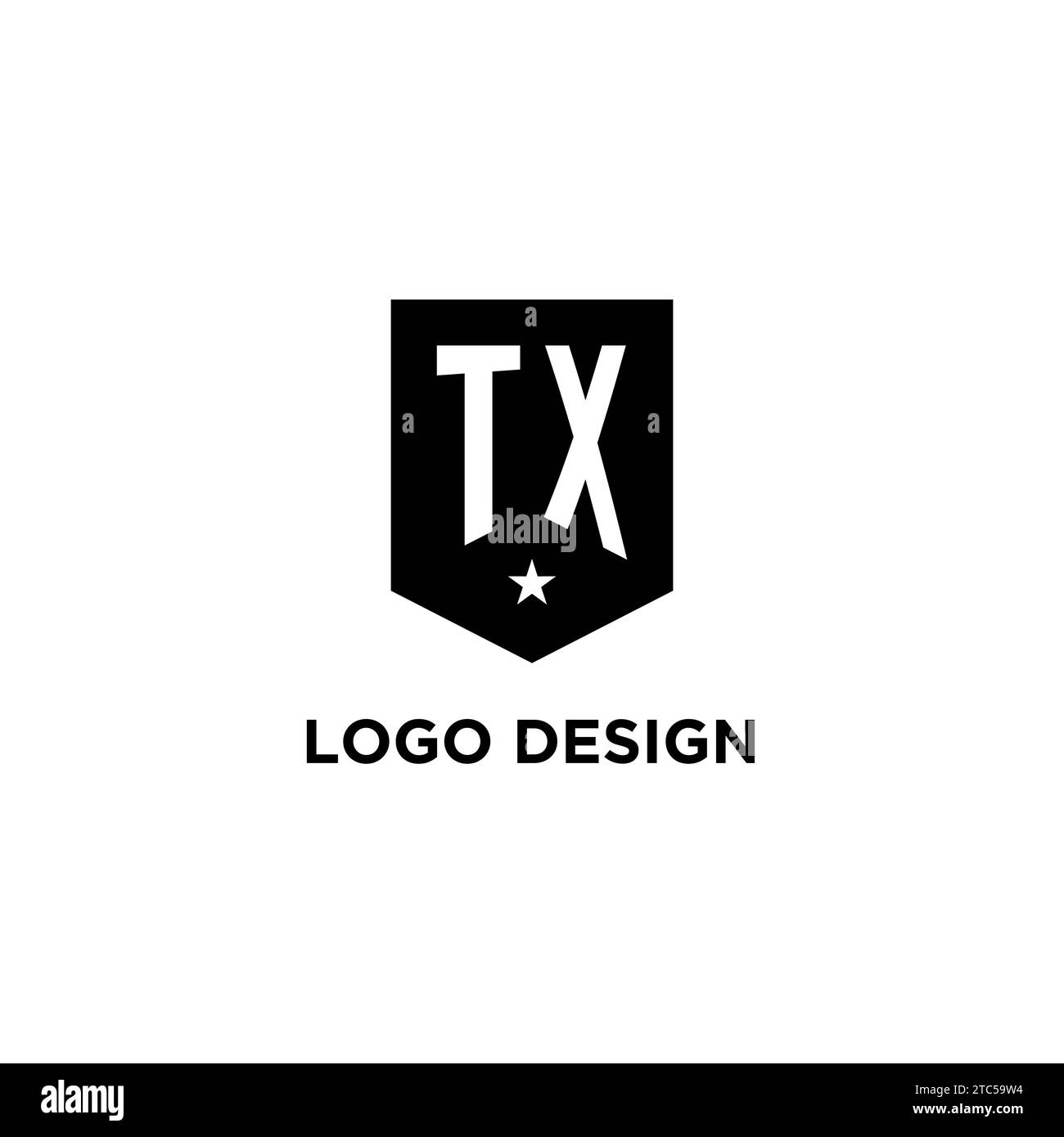 TX monogram initial logo with geometric shield and star icon design style ideas Stock Vector