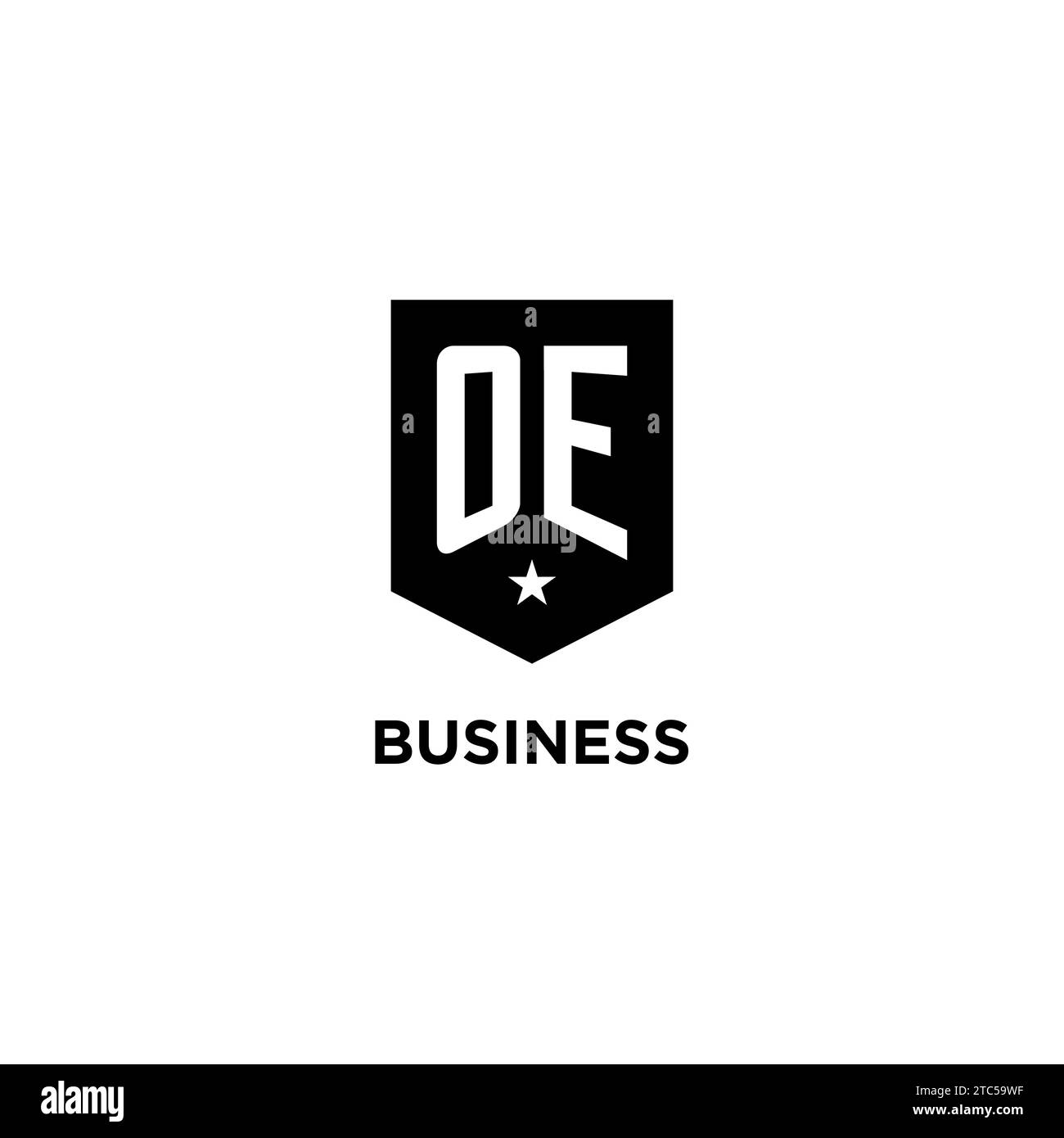 OE monogram initial logo with geometric shield and star icon design style ideas Stock Vector