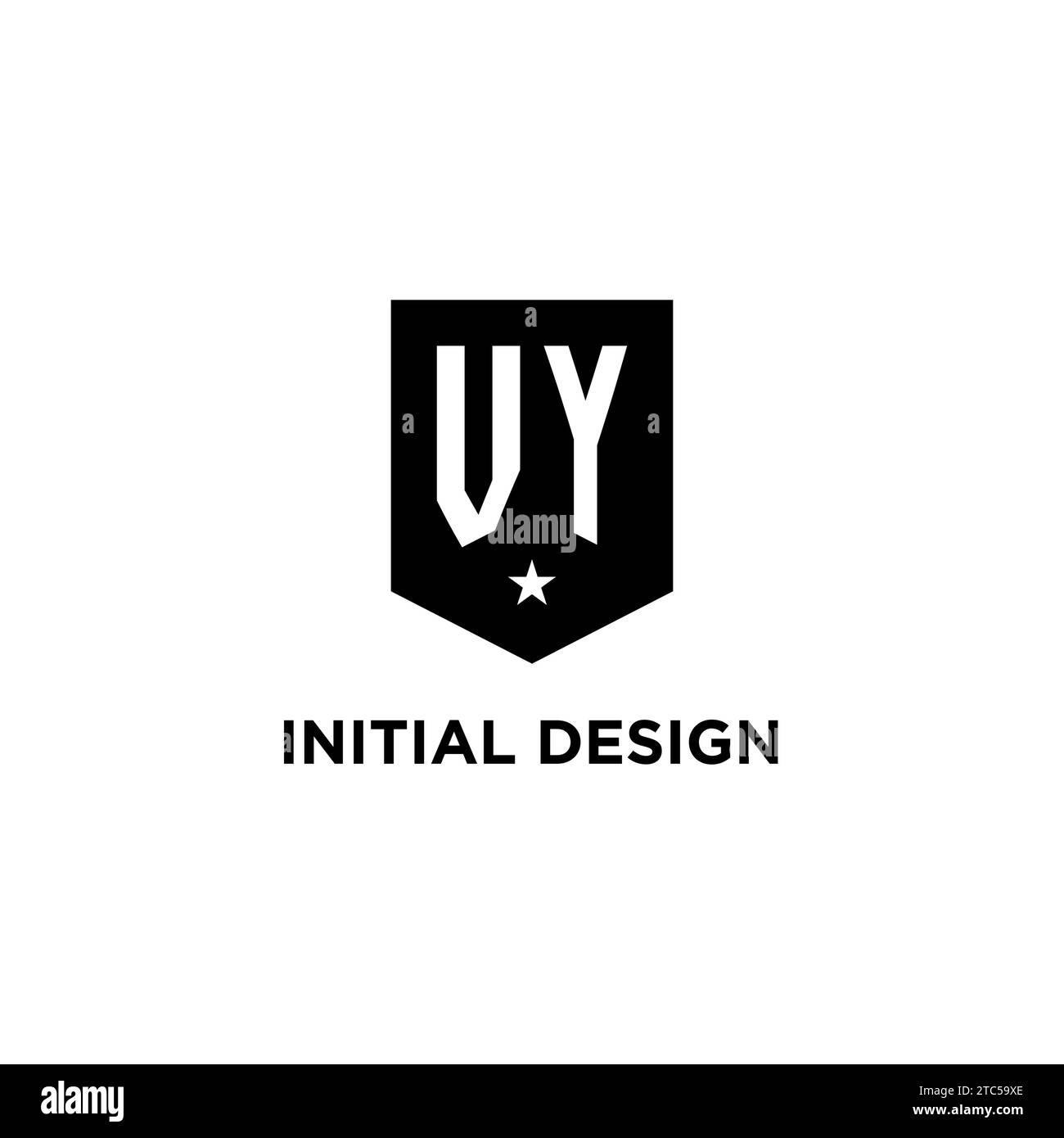 VY monogram initial logo with geometric shield and star icon design style ideas Stock Vector