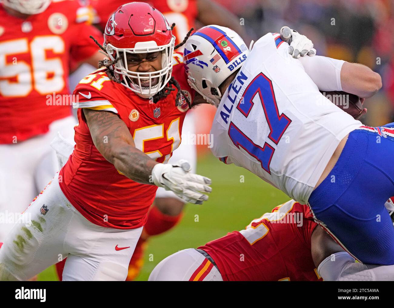 Kansas City, United States. 10th Dec, 2023. Kansas City Chiefs linebacker Nick Bolton (32) and