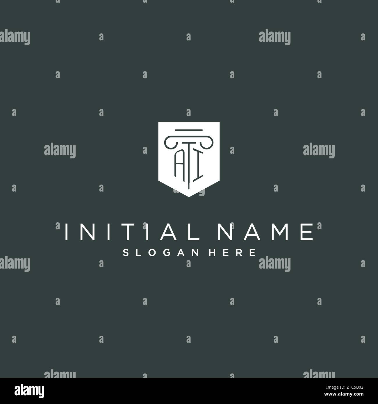 AI monogram with pillar and shield logo design, luxury and elegant logo ...