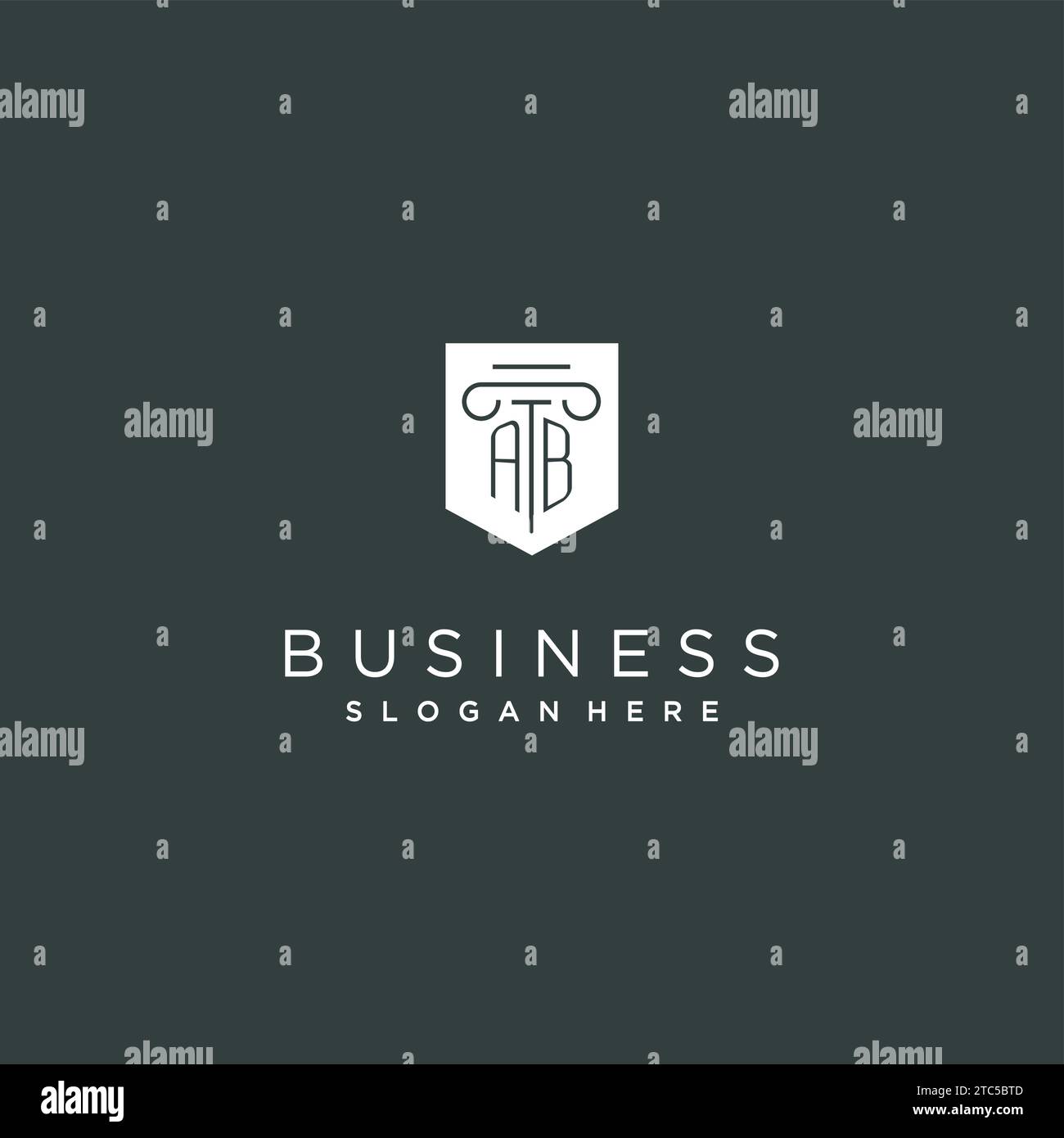 AB monogram with pillar and shield logo design, luxury and elegant logo for legal firm vector graphic Stock Vector