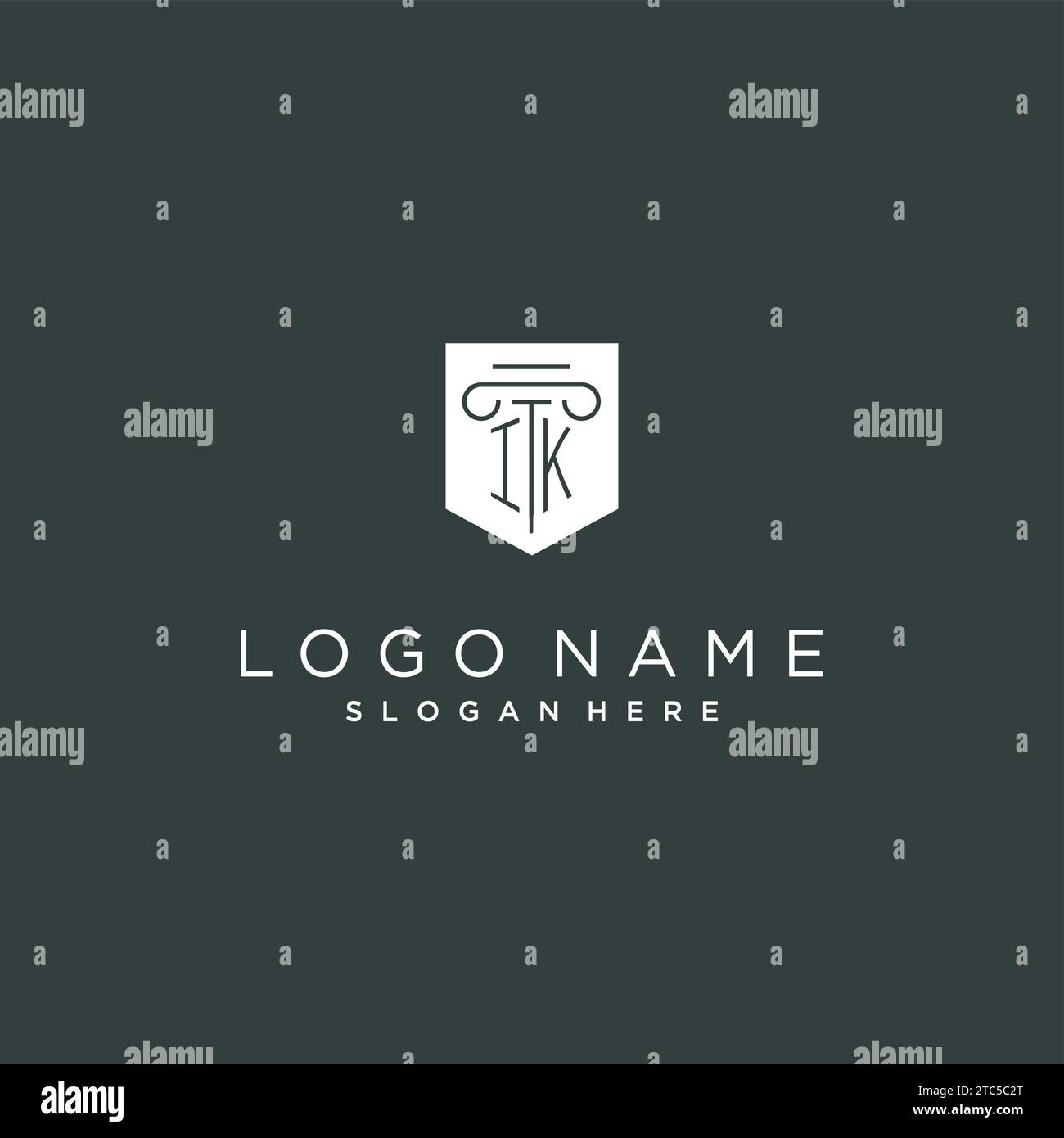 IK monogram with pillar and shield logo design, luxury and elegant logo ...