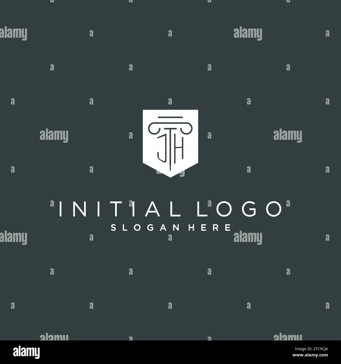 JH monogram with pillar and shield logo design, luxury and elegant logo ...
