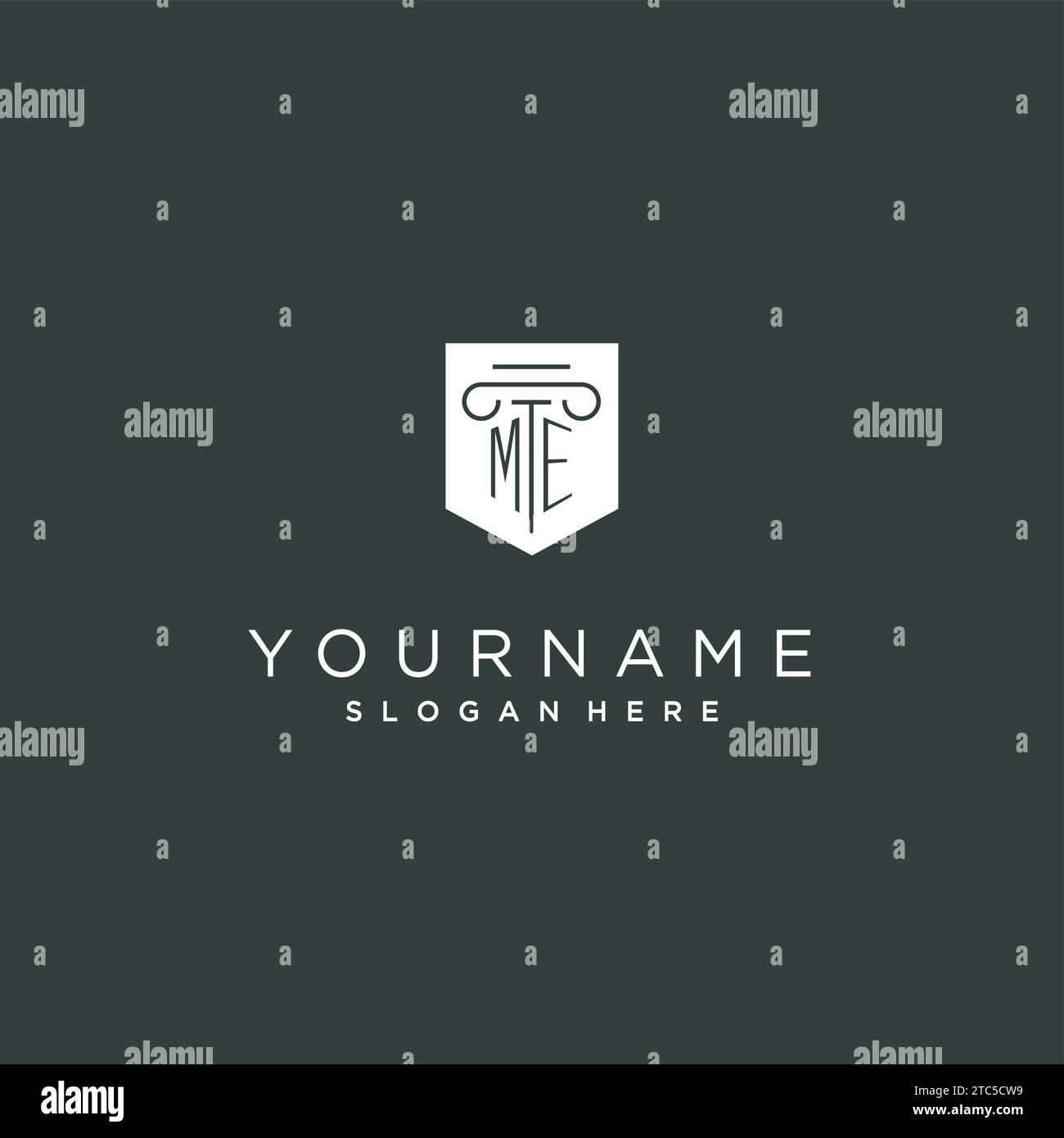 ME monogram with pillar and shield logo design, luxury and elegant logo ...