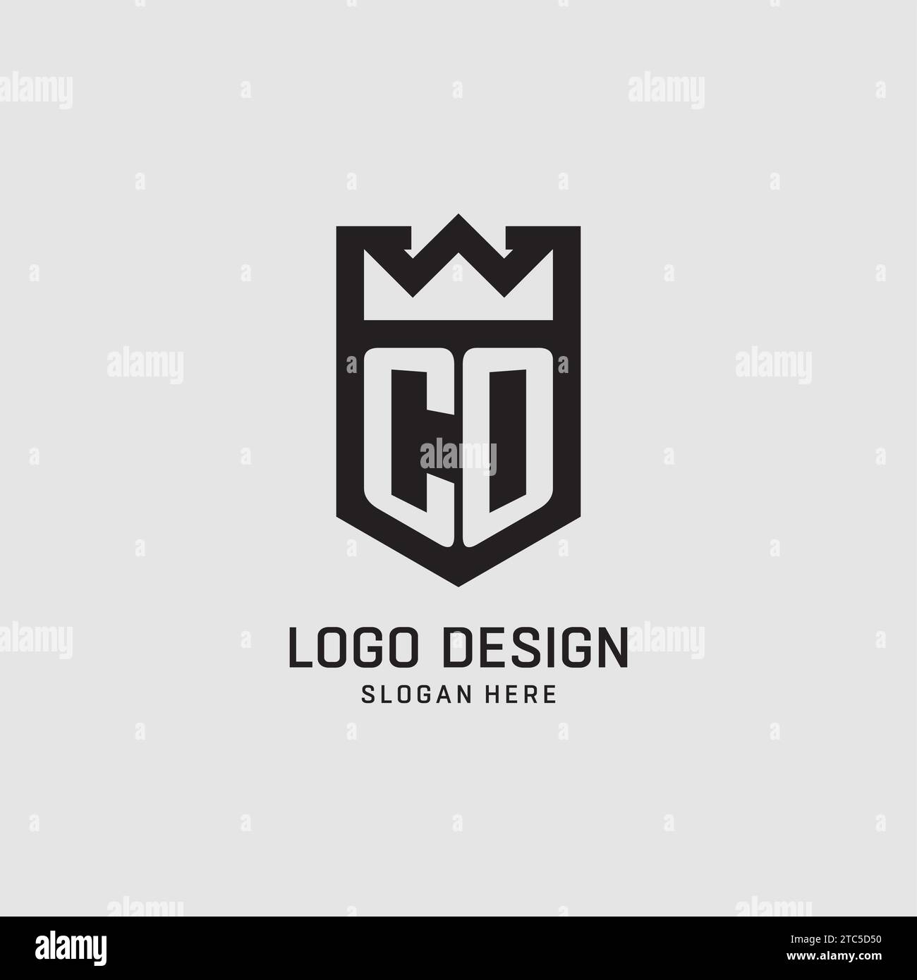 Initial CO logo shield shape, creative esport logo design vector graphic Stock Vector