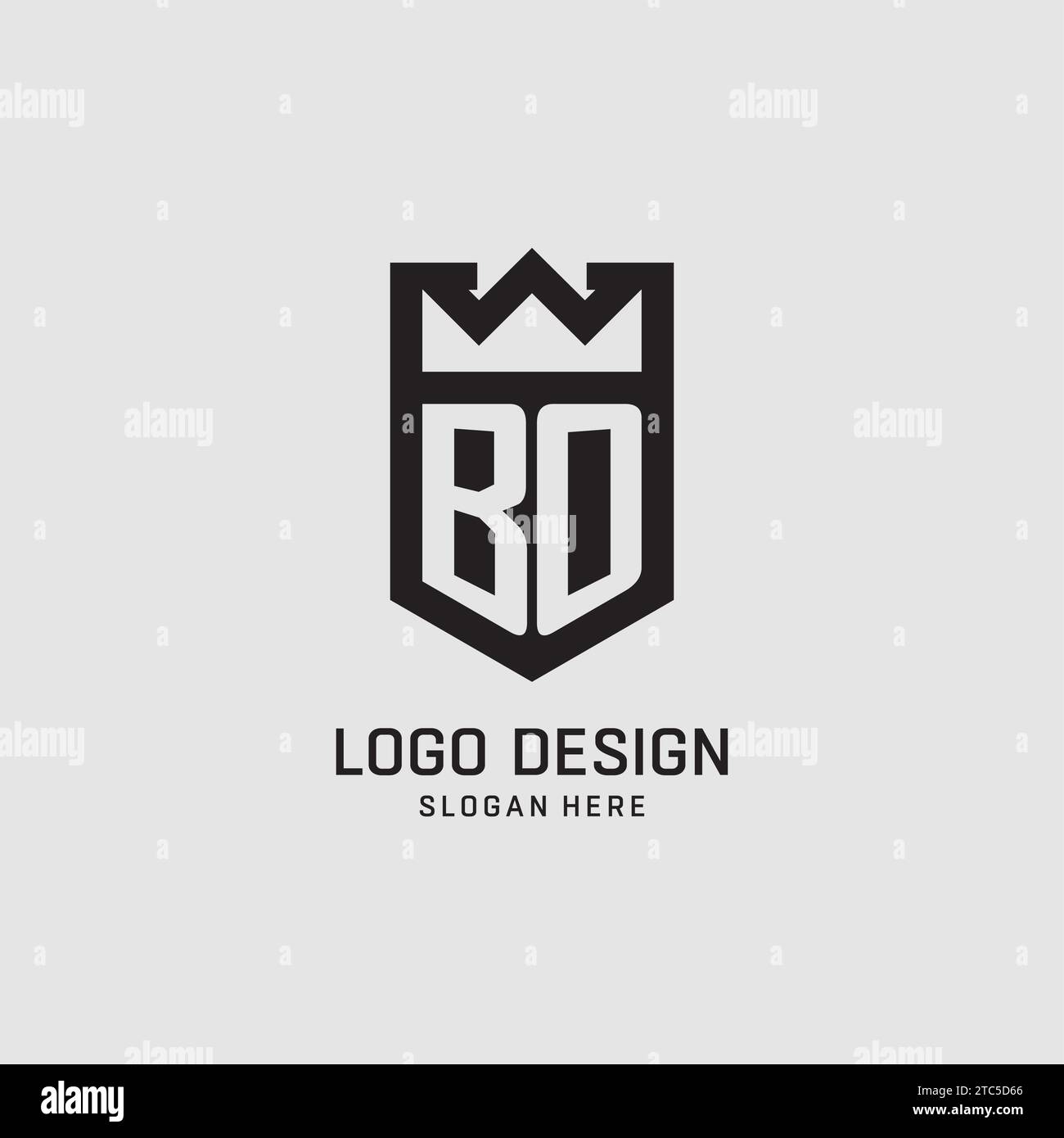 Initial BO logo shield shape, creative esport logo design vector