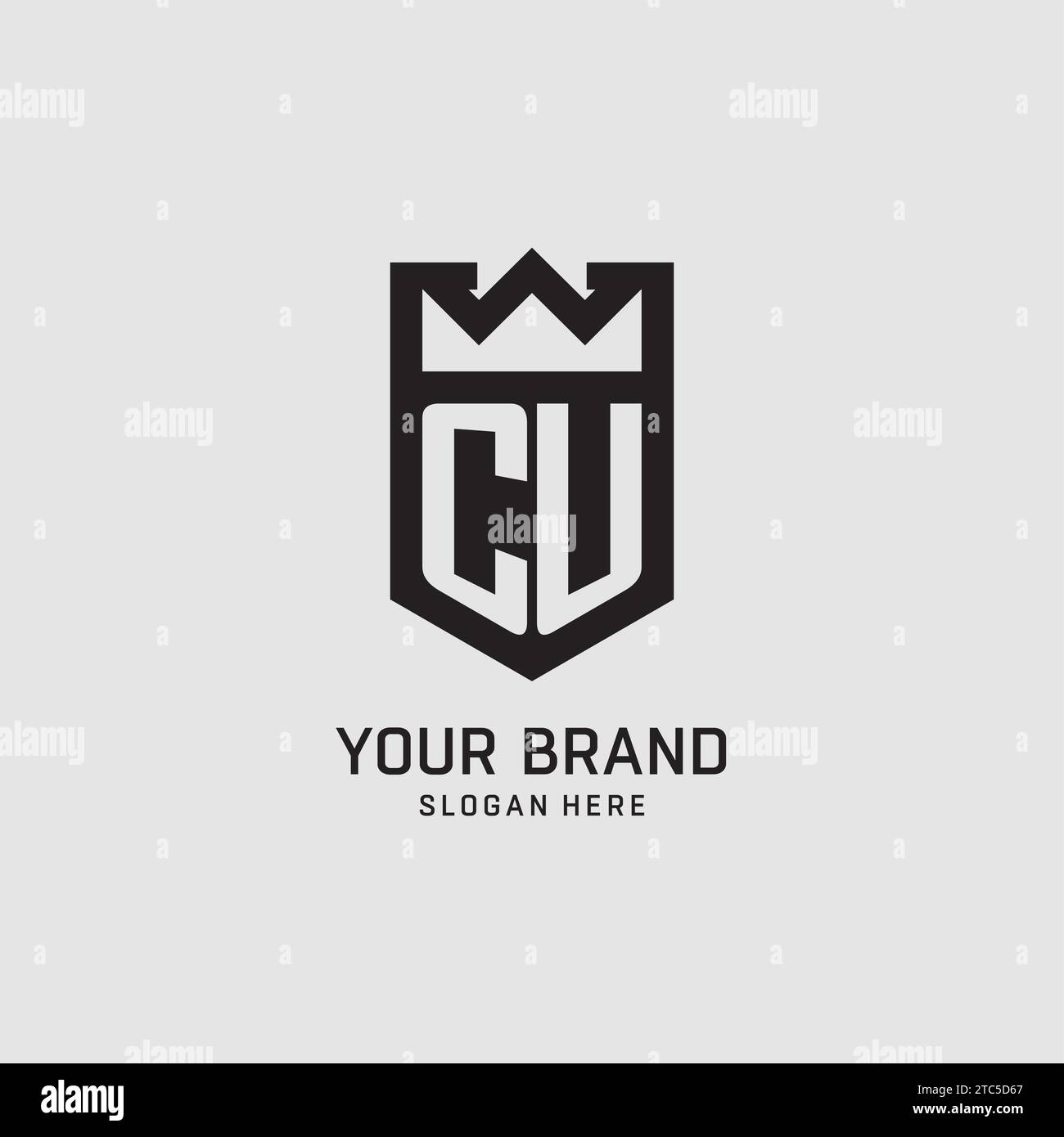 Initial CU logo shield shape, creative esport logo design vector graphic Stock Vector
