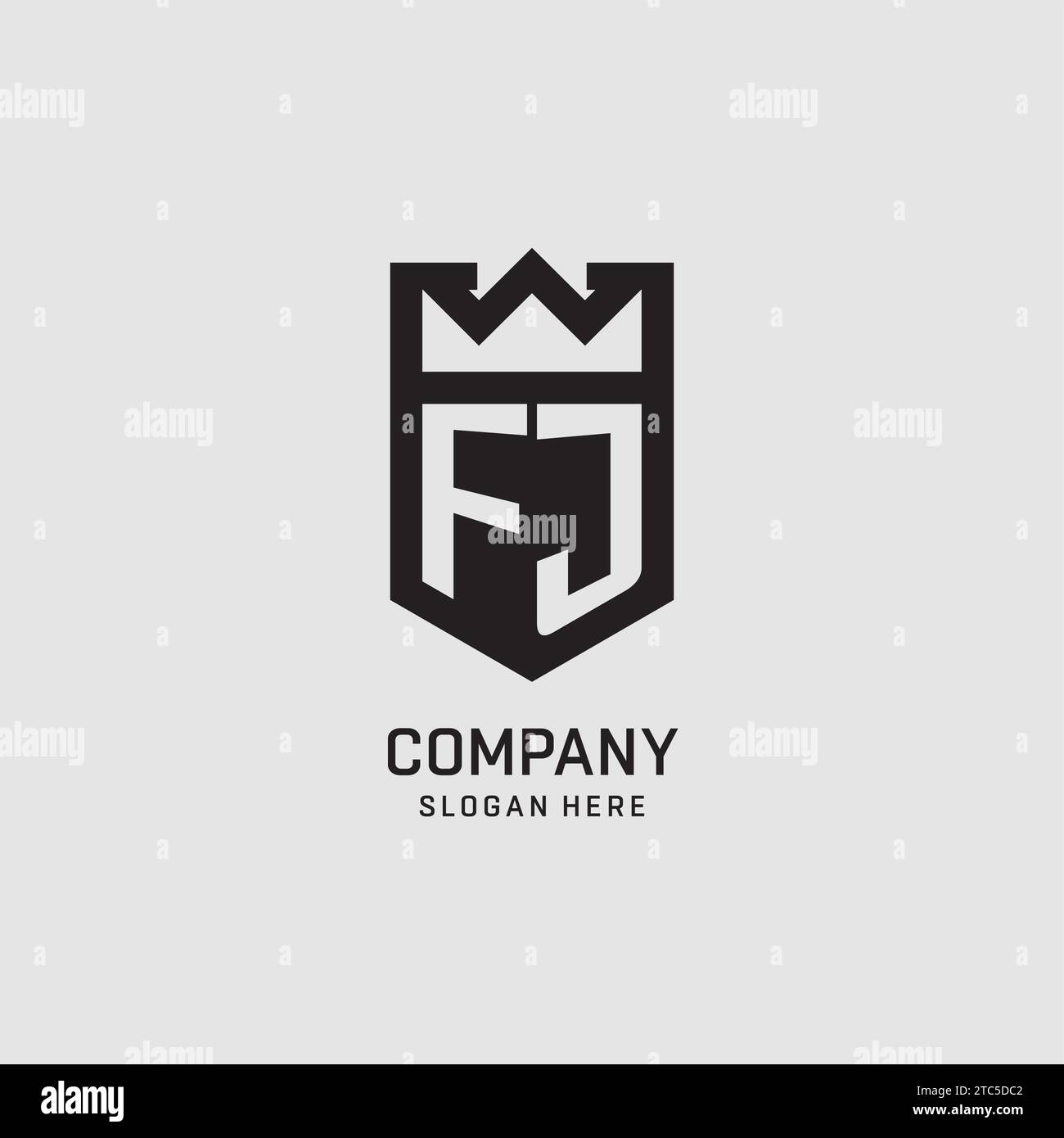 Initial FJ logo shield shape, creative esport logo design vector graphic Stock Vector