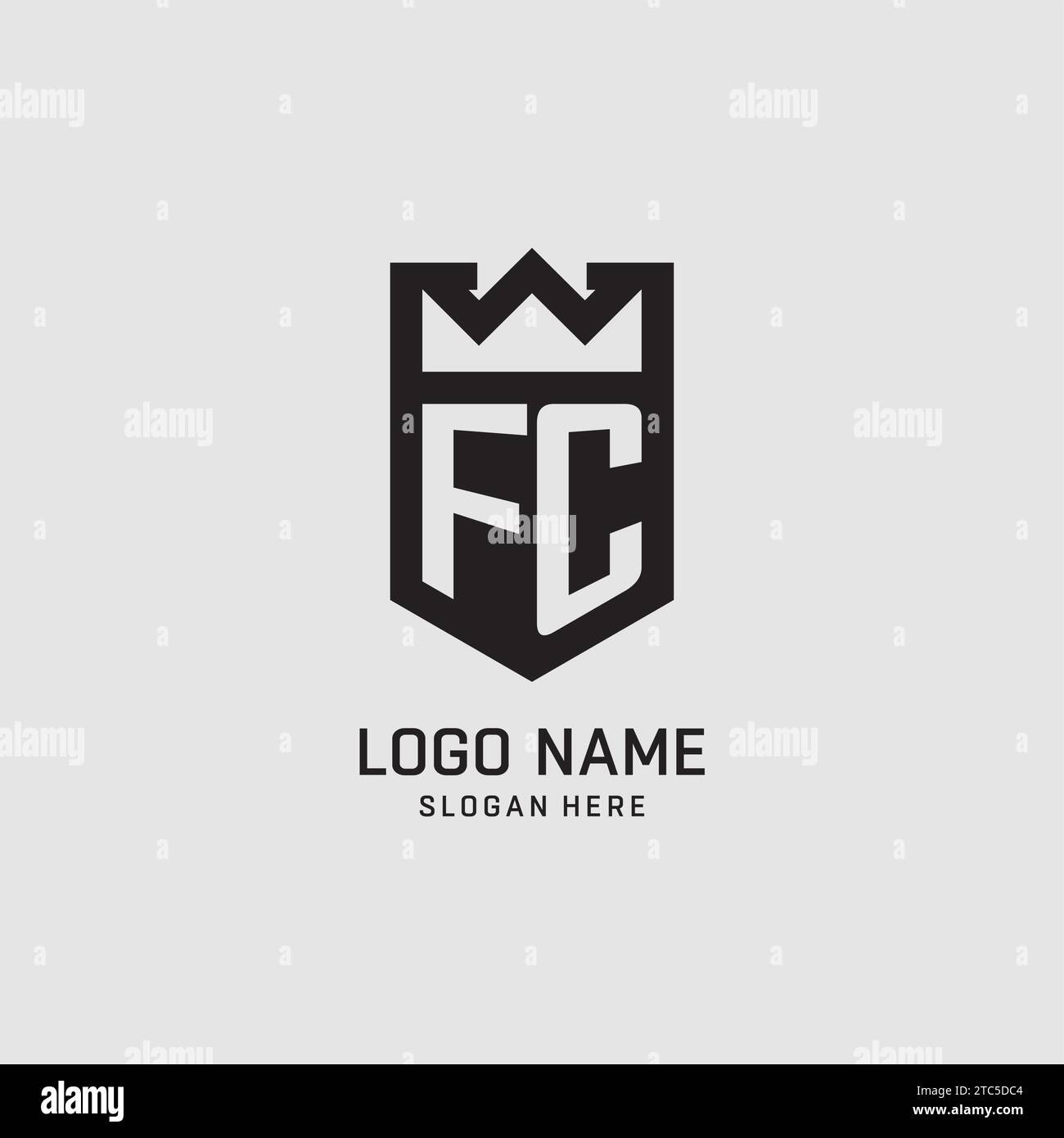 Initial FC logo shield shape, creative esport logo design vector graphic Stock Vector