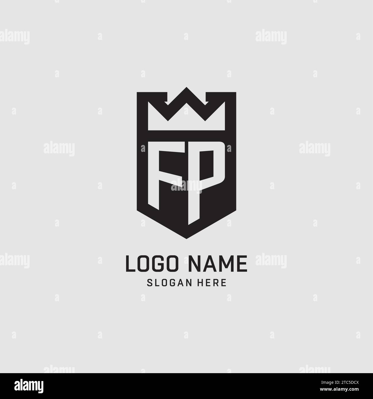 Initial FP logo shield shape, creative esport logo design vector graphic Stock Vector