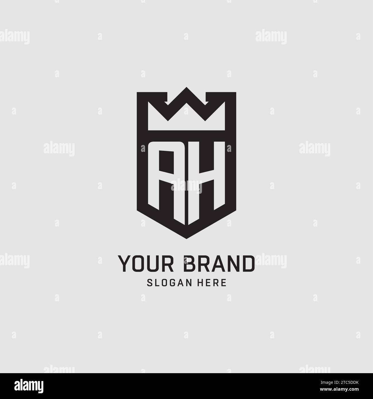 Initial AH logo shield shape, creative esport logo design vector graphic Stock Vector