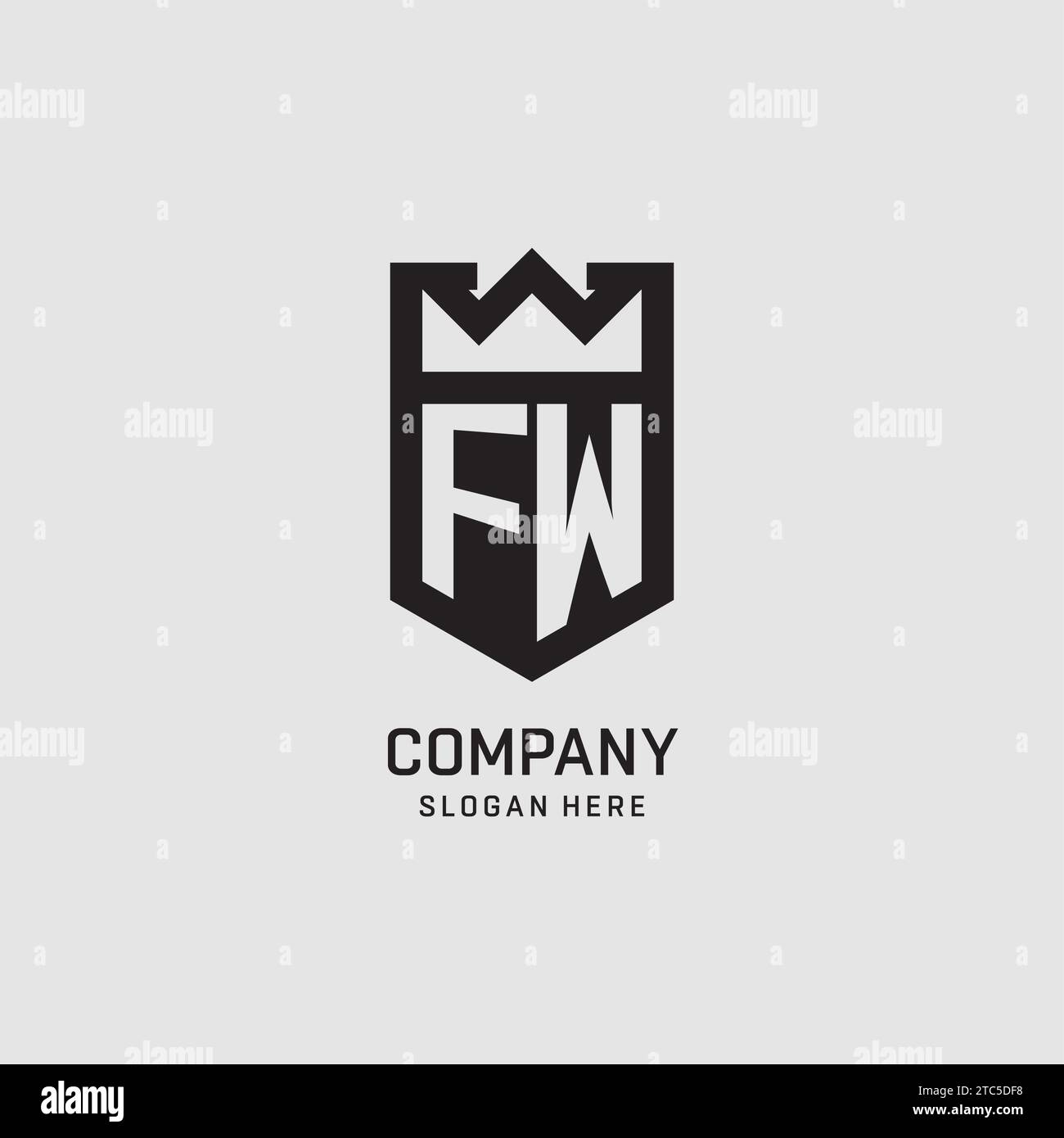 Initial FW logo shield shape, creative esport logo design vector ...