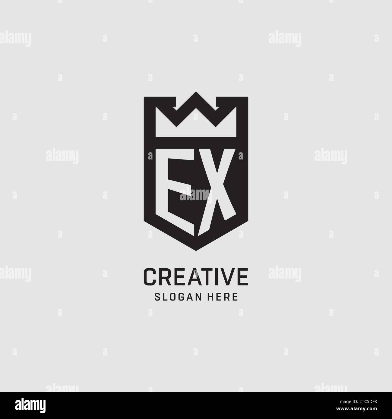 Initial EX logo shield shape, creative esport logo design vector graphic Stock Vector