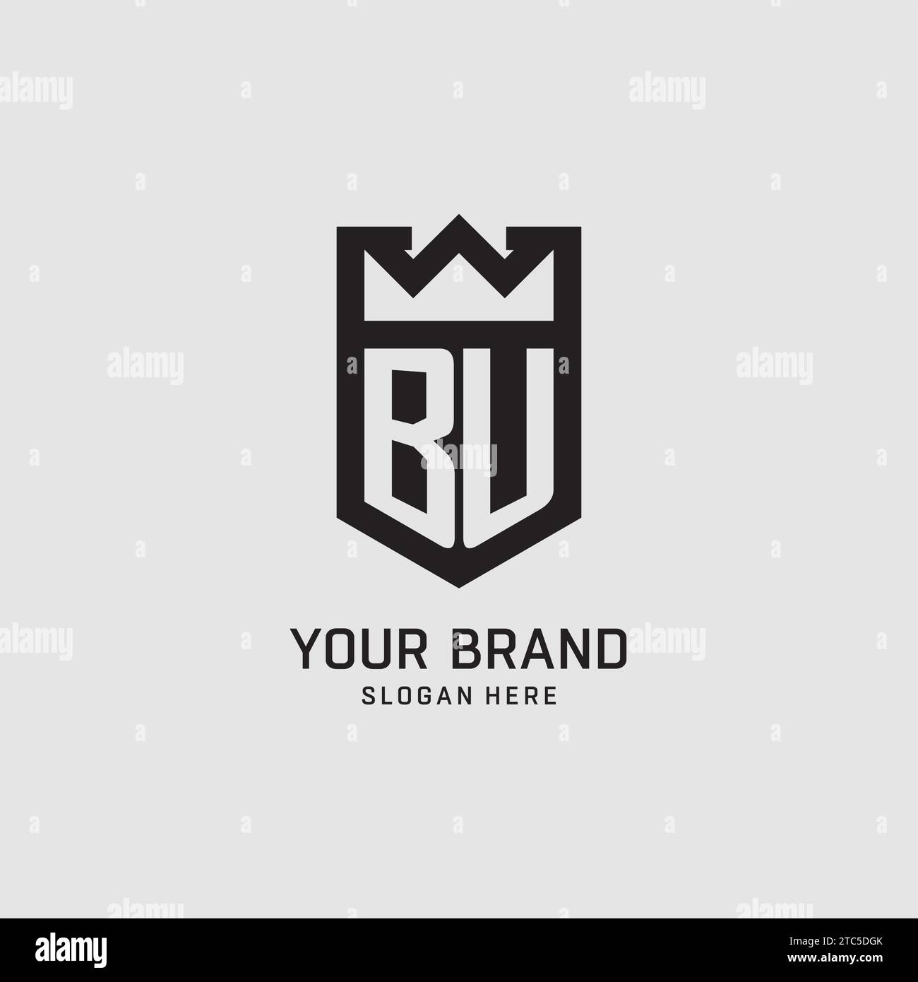 Initial BU logo shield shape, creative esport logo design vector graphic Stock Vector