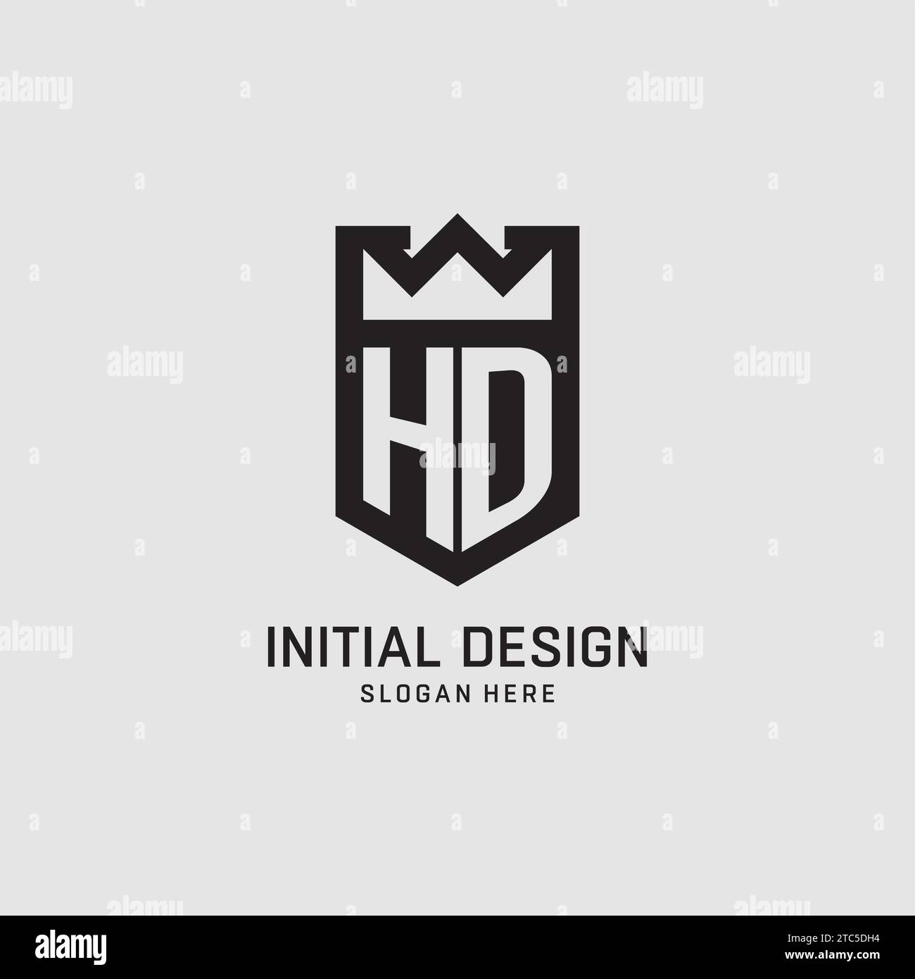 Initial HD logo shield shape, creative esport logo design vector graphic Stock Vector