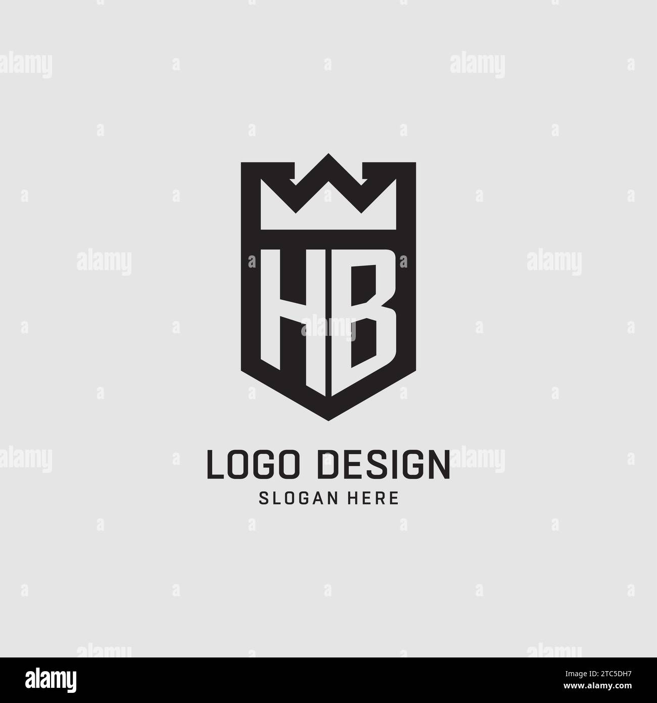 Initial HB logo shield shape, creative esport logo design vector graphic Stock Vector