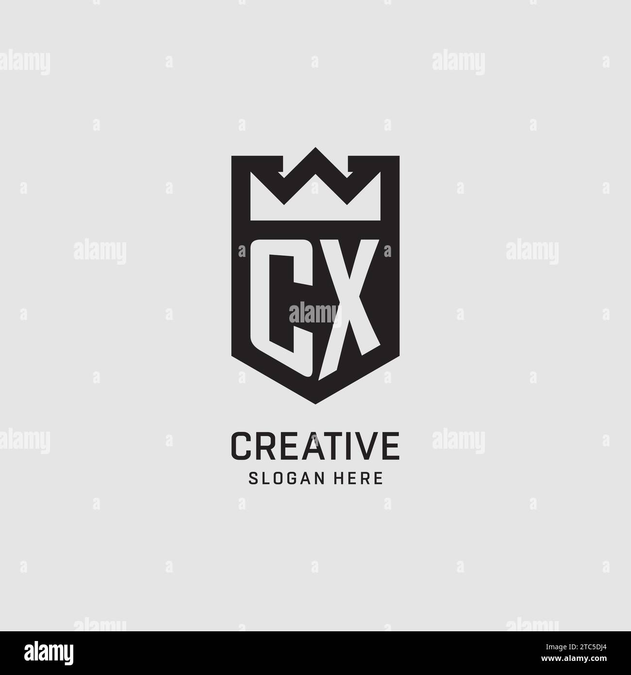 Initial CX logo shield shape, creative esport logo design vector graphic Stock Vector