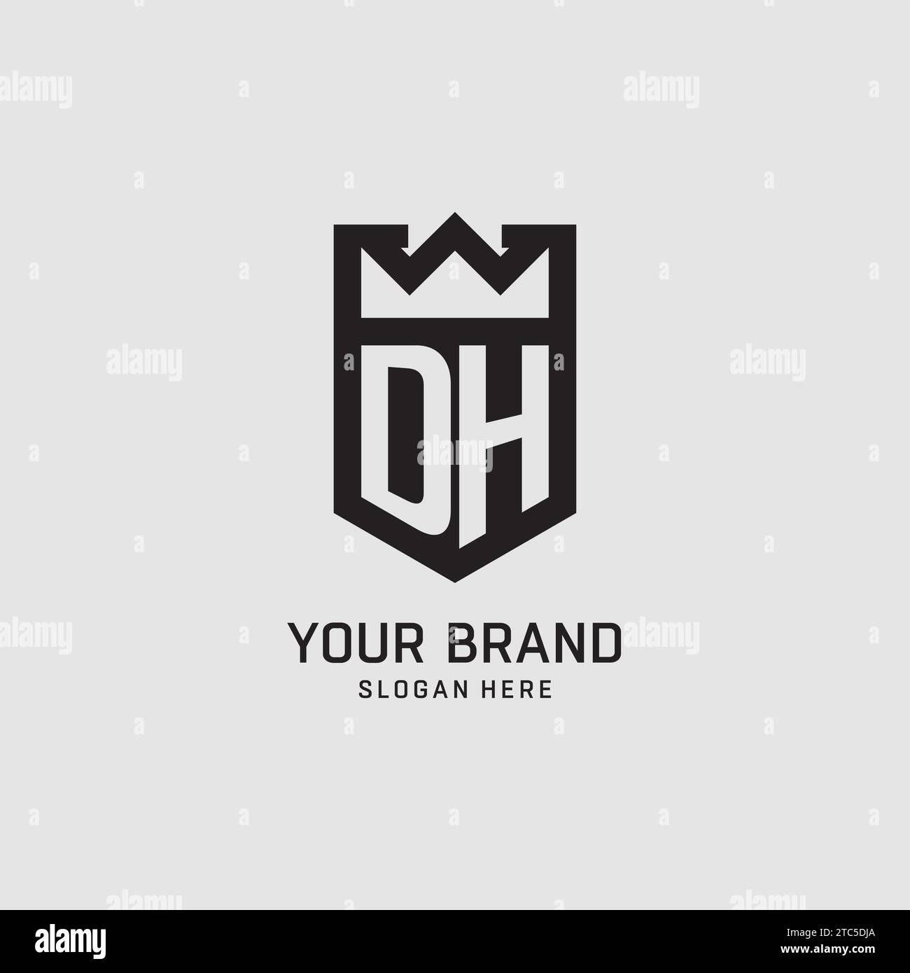 Initial DH logo shield shape, creative esport logo design vector graphic Stock Vector