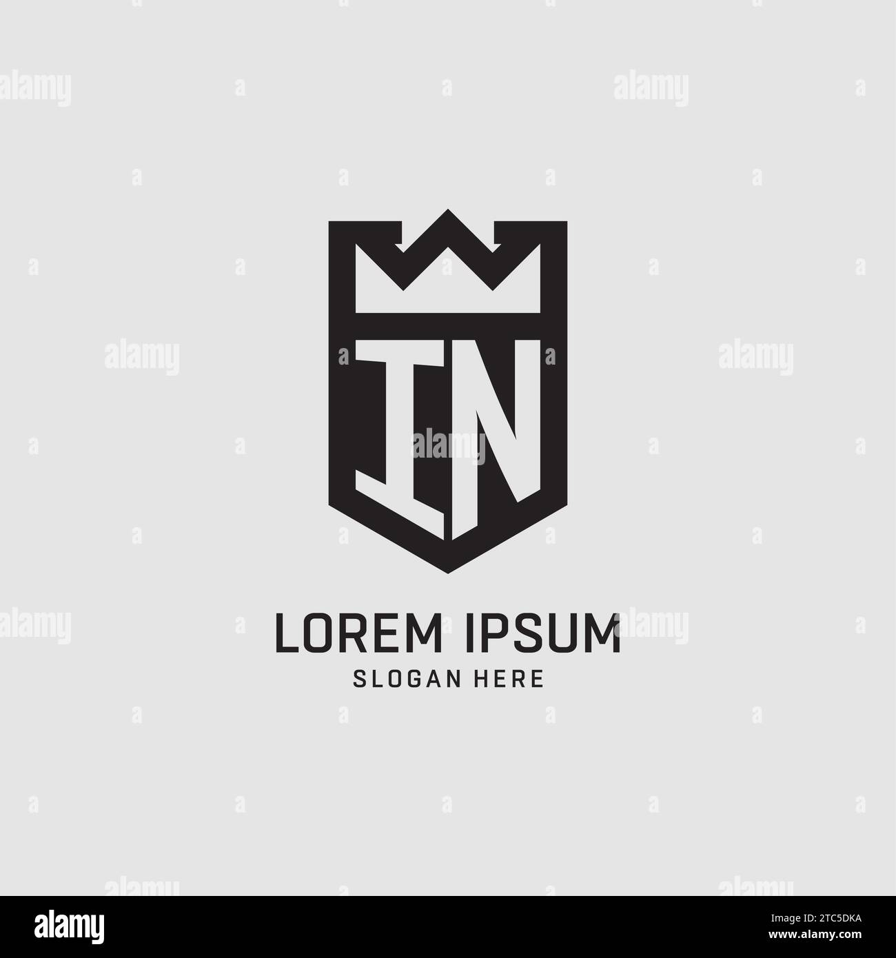 Initial IN logo shield shape, creative esport logo design vector graphic Stock Vector