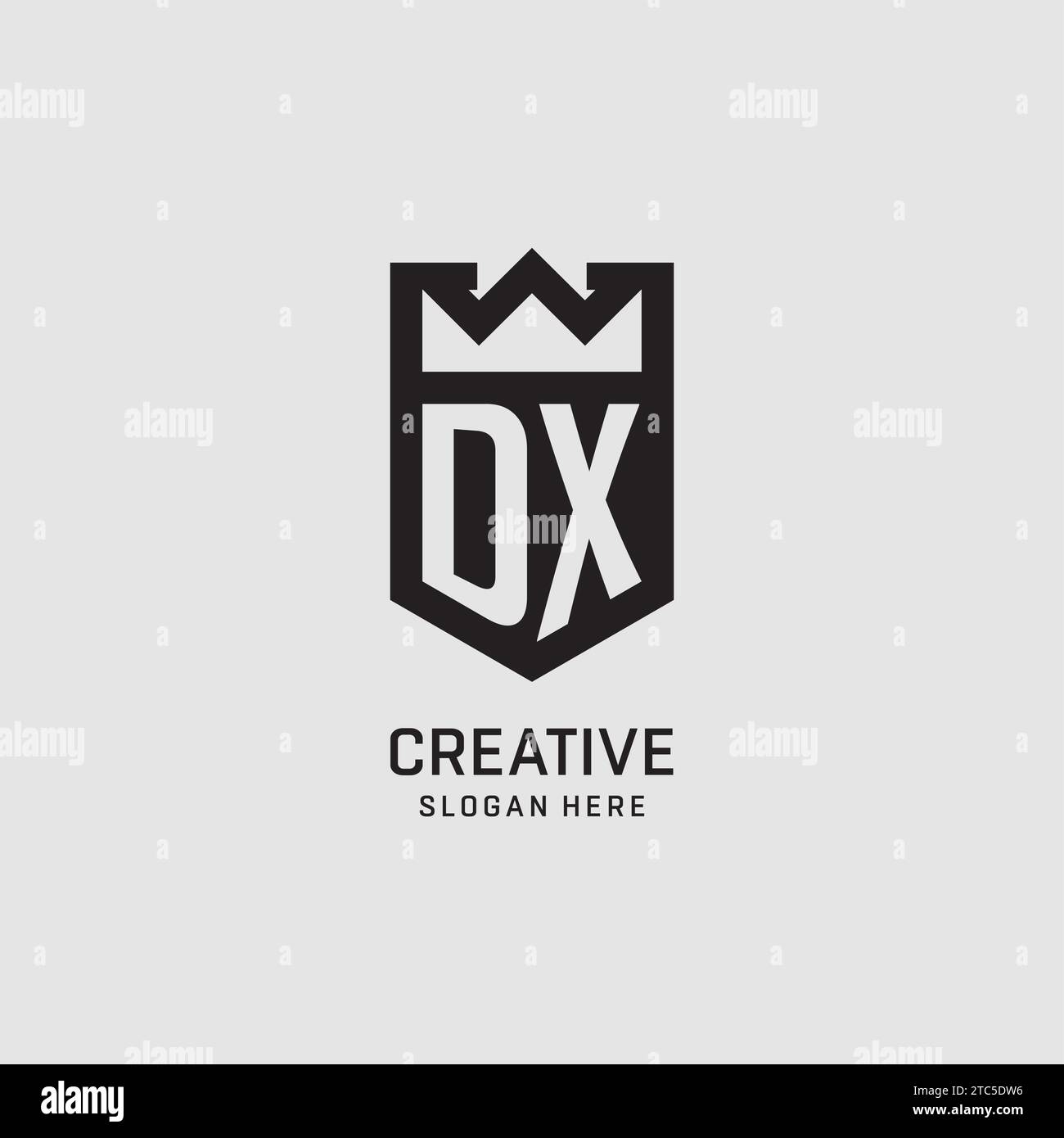 Initial DX logo shield shape, creative esport logo design vector graphic Stock Vector