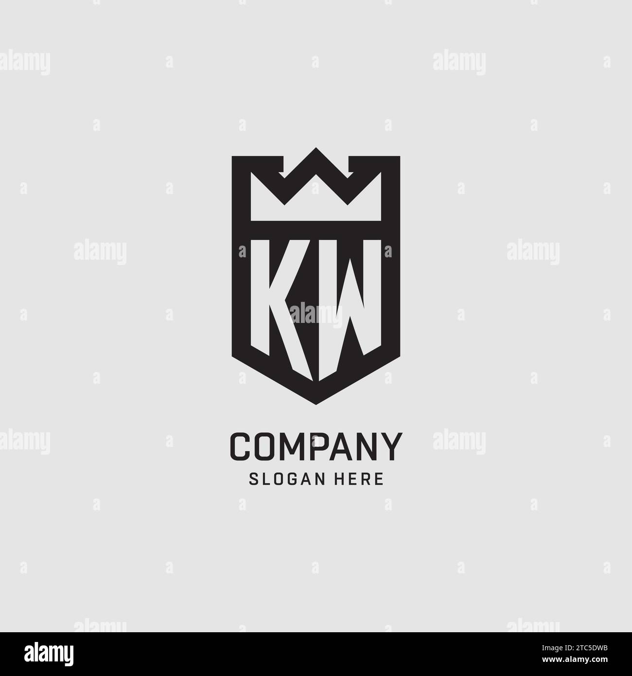 Initial KW logo shield shape, creative esport logo design vector graphic Stock Vector