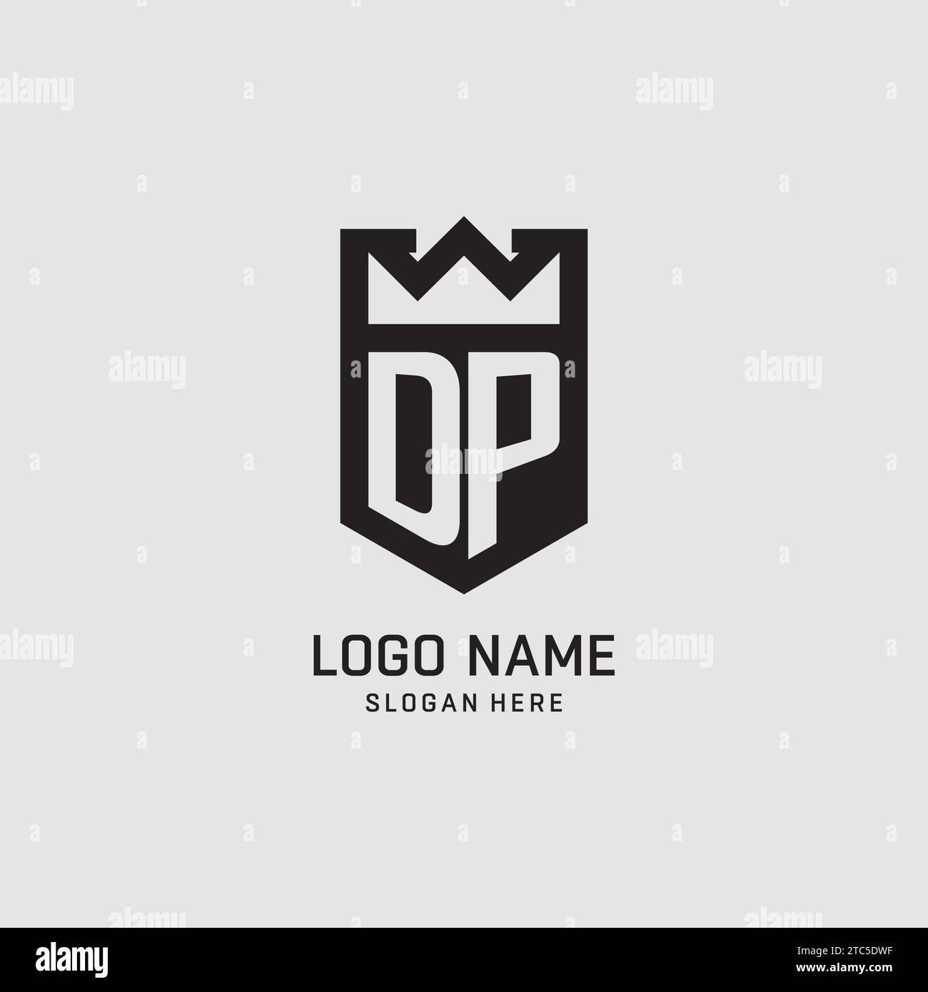 Initial DP logo shield shape, creative esport logo design vector graphic Stock Vector