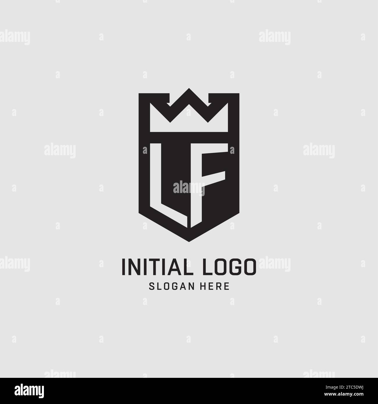 Initial LF logo shield shape, creative esport logo design vector
